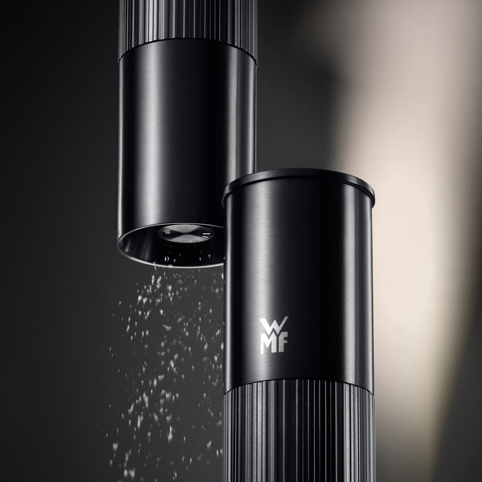 WMF Gewürzmühle Signature Pro, aus Edelstahl manuell, (1 Stück), Keramikmahlwerk, einstellbarer Mahlgrad, magnetischer Deckel