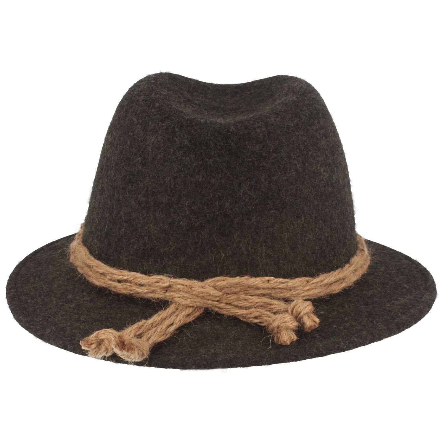 Breiter Filzhut mit Edelweiß und grober Kordel