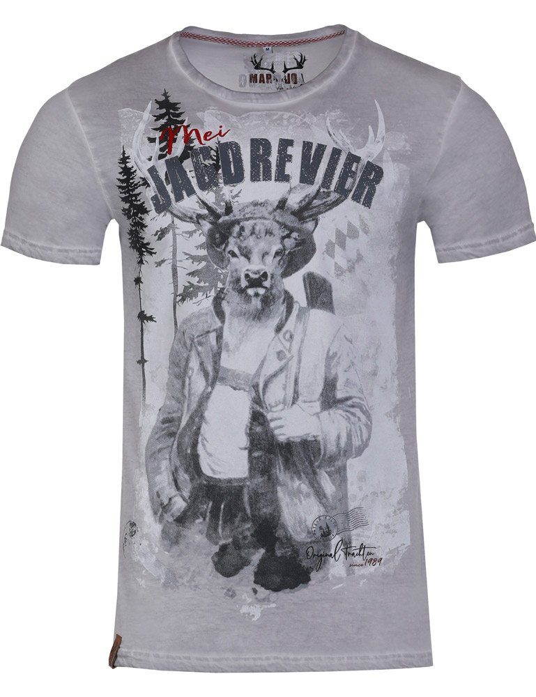 MarJo T-Shirt Herren Trachtenshirt 'Eberhard' mit Hirschmotiv | T-Shirts