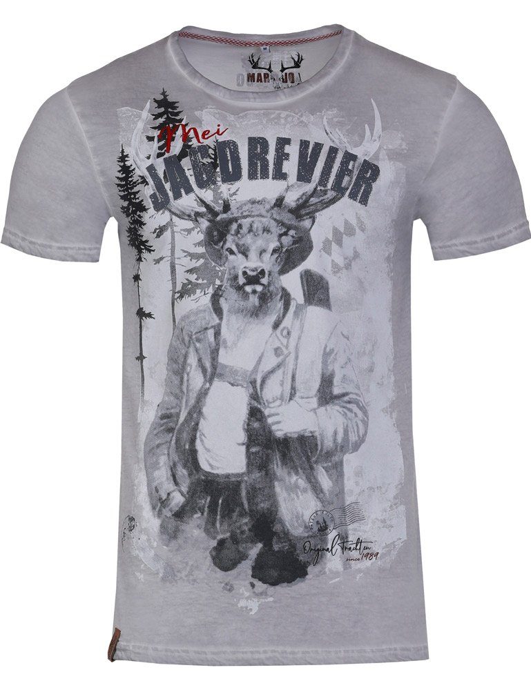 MarJo T-Shirt Herren Trachtenshirt 'Eberhard' mit Hirschmotiv