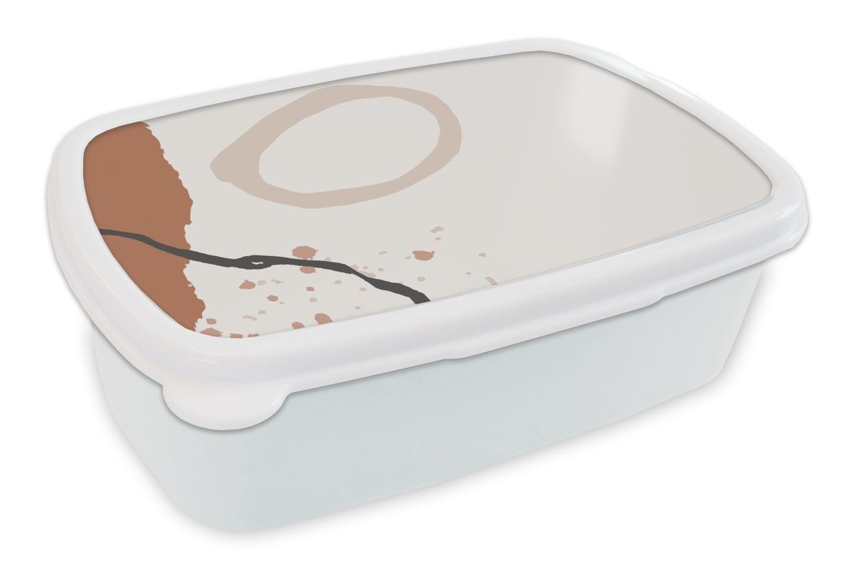 MuchoWow Lunchbox Sommer - Abstrakt - Grau, Kunststoff, (2-tlg), Brotbox für Kinder und Erwachsene, Brotdose, für Jungs und Mädchen weiß