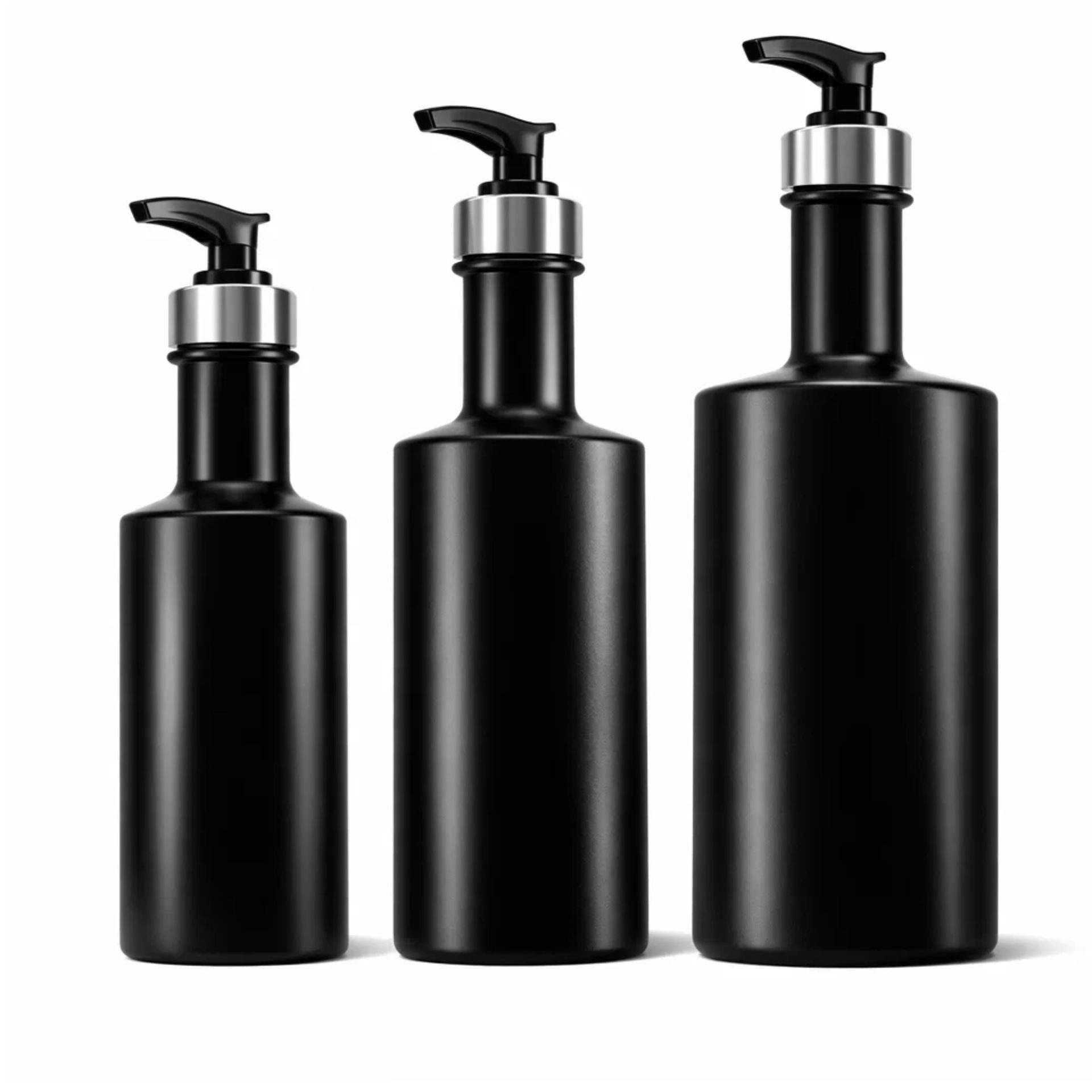 mikken Seifenspender matt schwarze Glasflasche mit Seifenpumpe Lotionsspender Pumpsspender, 200 ml, 350 ml, 500 ml, nachfüllbar