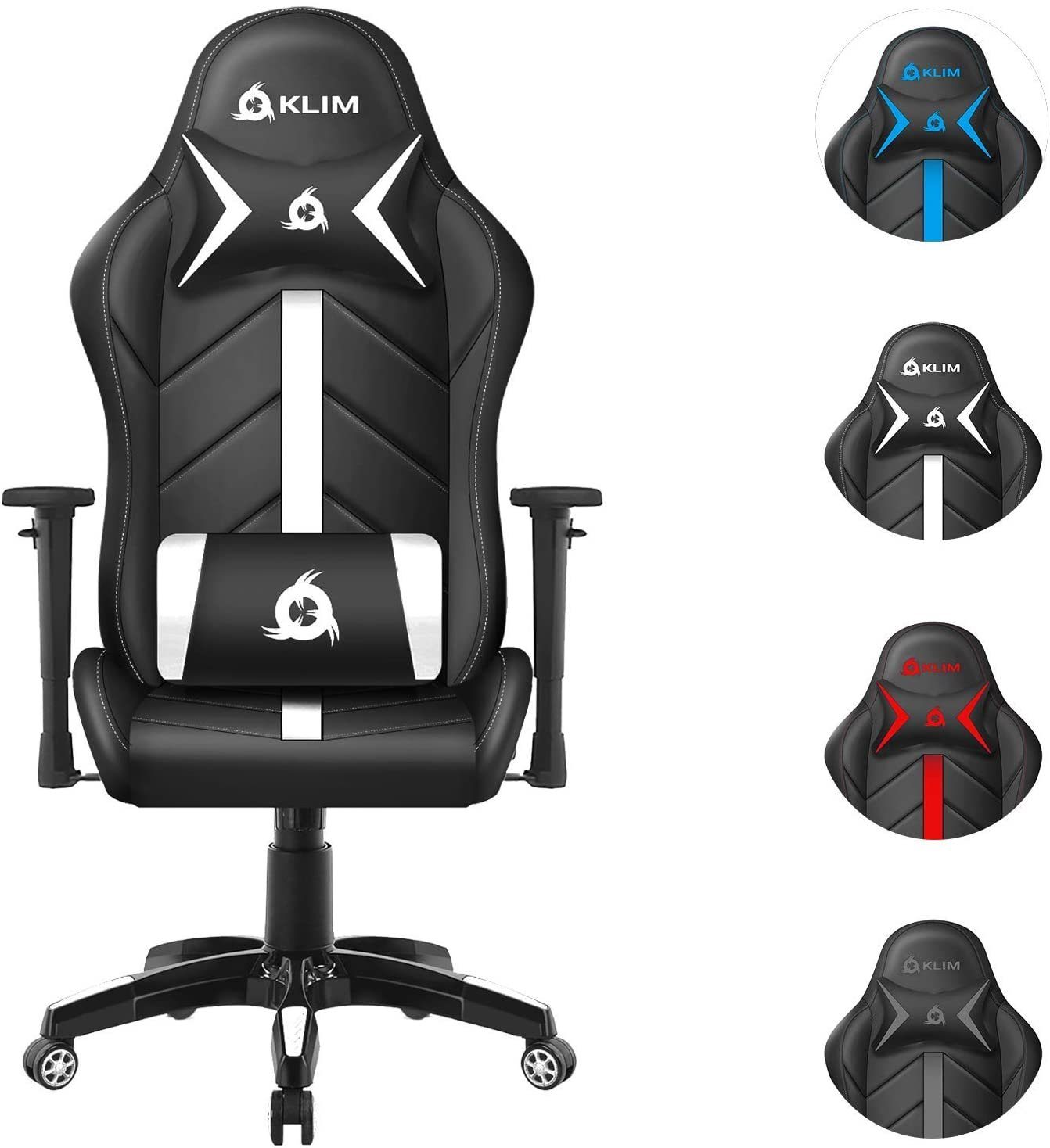 KLIM Gaming-Stuhl 1st Gaming Stuhl, Ergonomischer Sitzmöglichkeit, Hochwertige Qualität, Stylischer Stuhl fürs Gaming Weiß