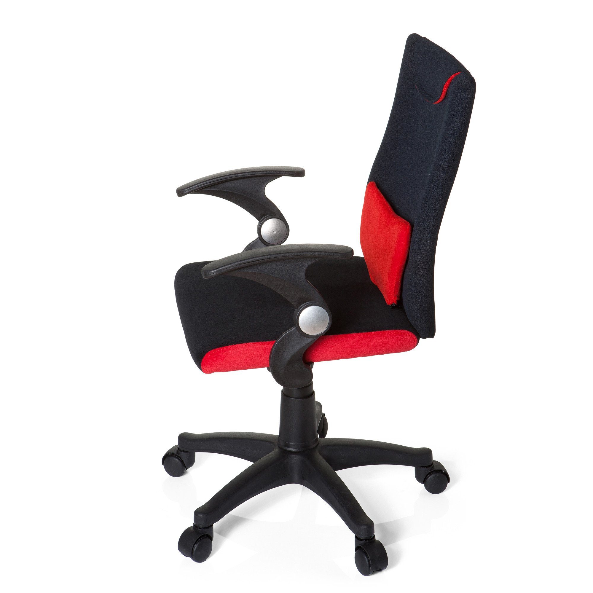 hjh OFFICE Drehstuhl Kinderdrehstuhl KIDDY mit St), ergonomisch AL (1 PRO mitwachsend, Schwarz/Rot Armlehnen Stoff