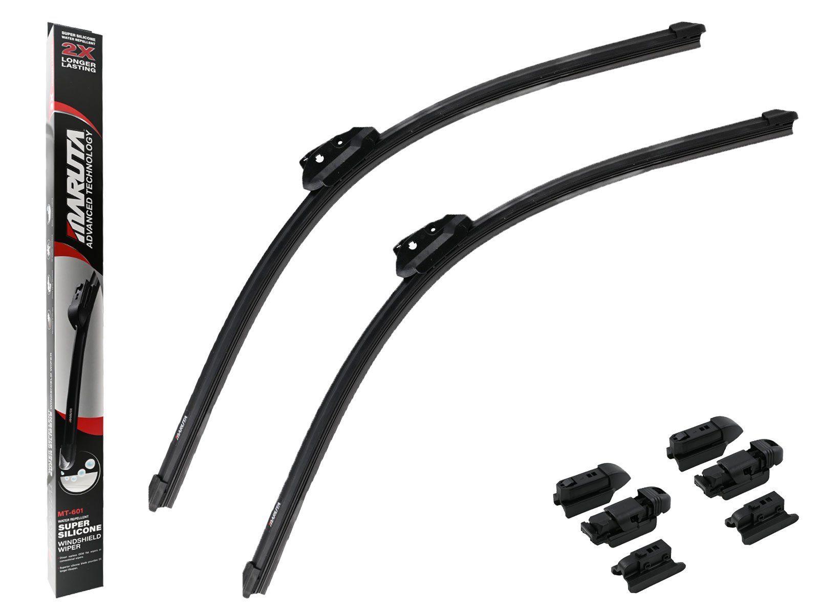 MARUTA Scheibenwischblätter MT-601, (Wischergummis aus Spezial Silikon für Perleffekt, Lotus Perl-Effekt Scheibenwischer SET 550mm / 550mm, universal, vorne), Lotus Perl-Effekt Scheibenwischer SET 550mm / 550mm, universal, vorne