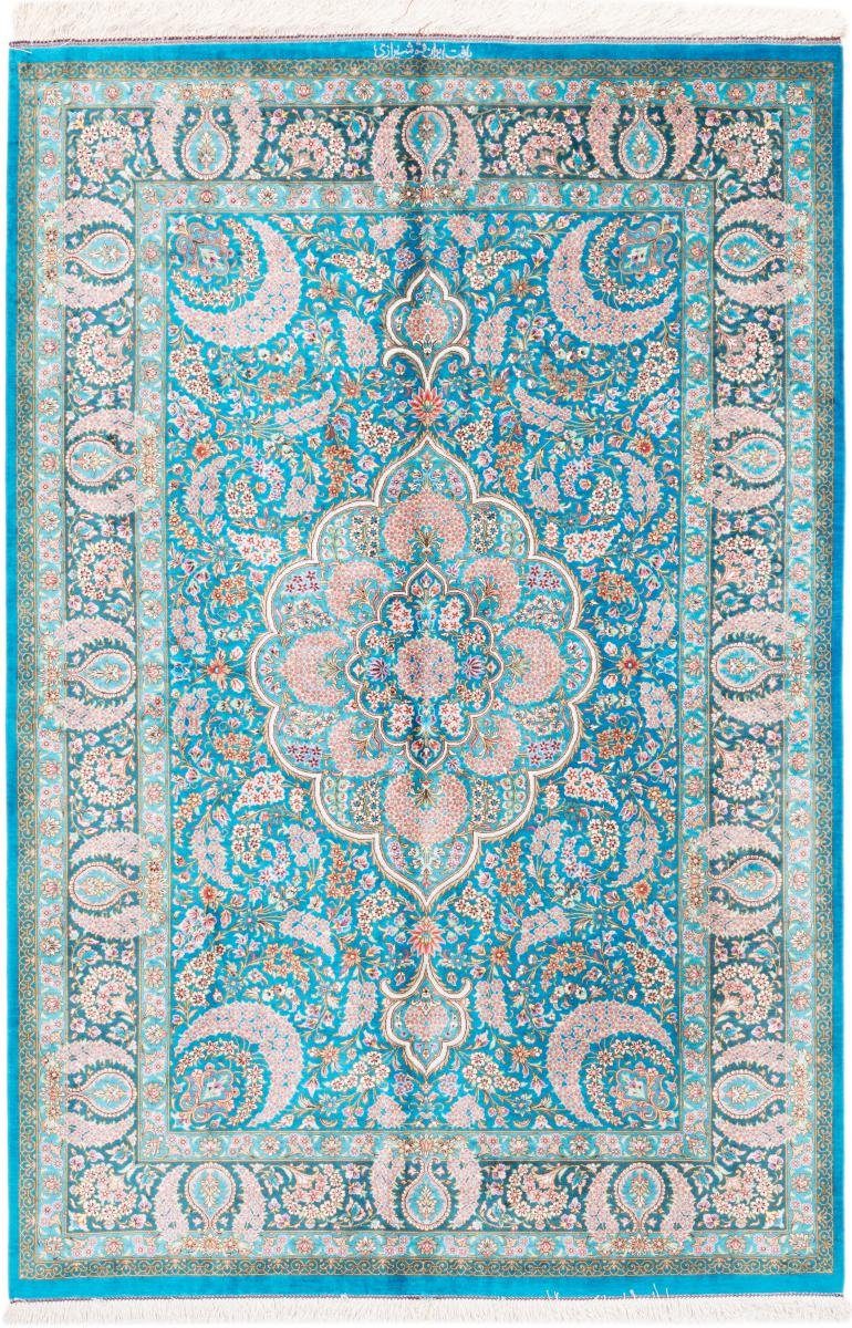 Seidenteppich Ghom Seide Signiert Shirazi 130x194 Handgeknüpfter Orientteppich, Nain Trading, rechteckig, Höhe: 3 mm
