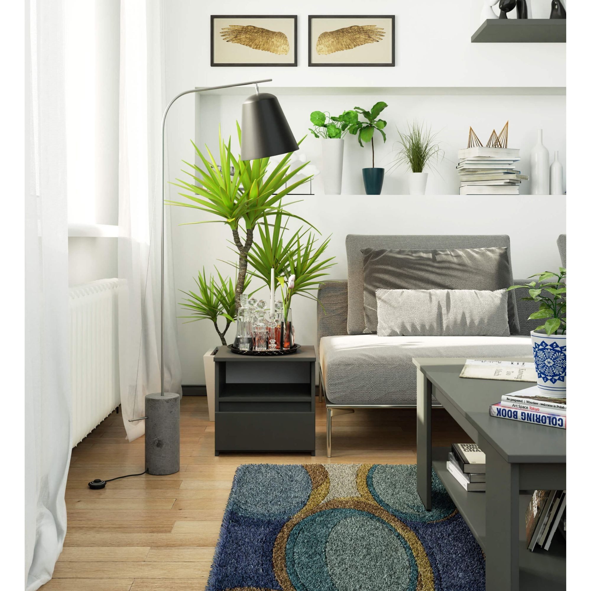 Home Collective Kommode 40 cm breit Holz Highboard Sideboard für Flur Schlafzimmer Wohnzimmer (Mehrzweckschrank Schrank schmal Kommode Schlafzimmer mit Schubladen), Kinderzimmer Organizer, 40 cm hoch mit 1 Schublade graphit