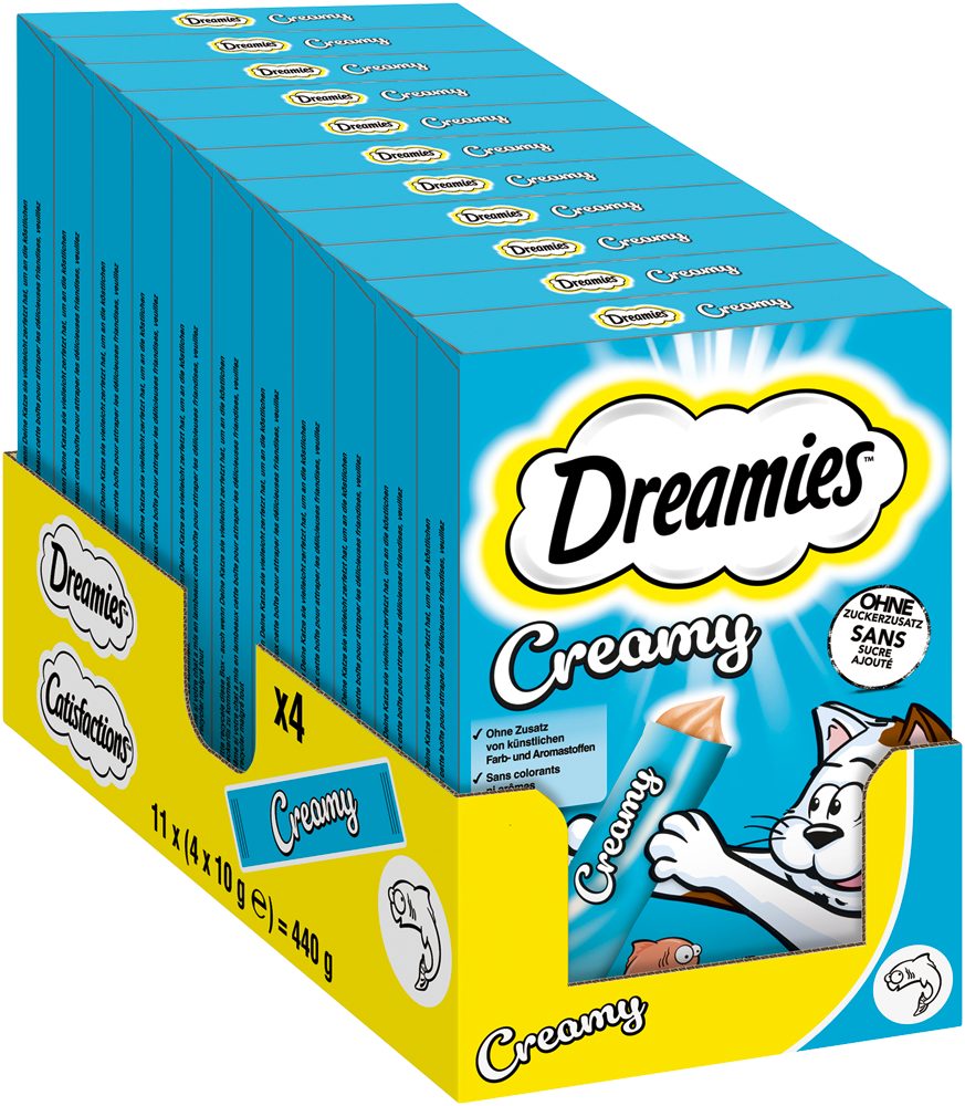 Dreamies DREAMIES™ CREAMY Multipack Lachs 11 x 4 x 10g, Snack für: Katze