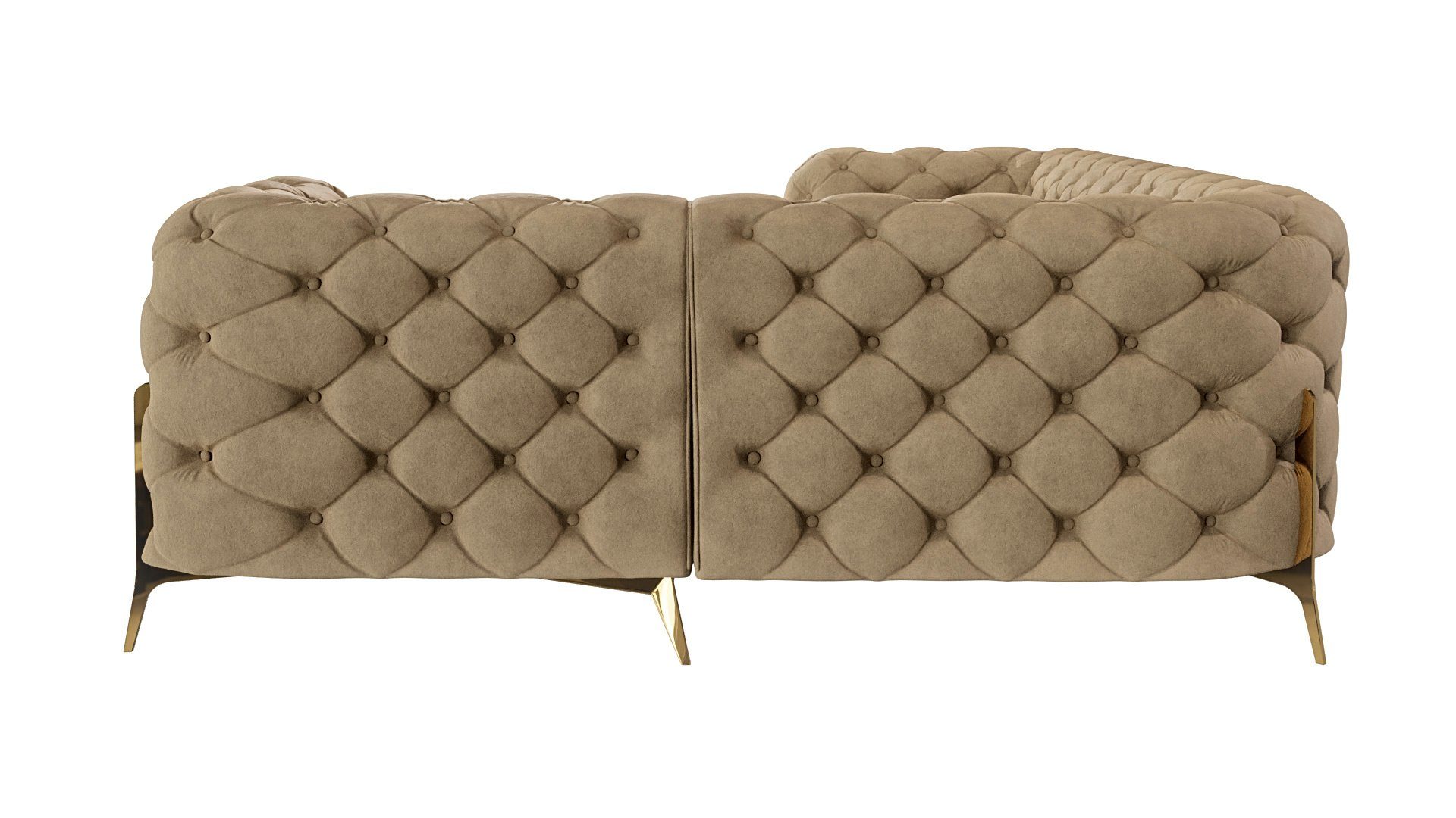 Goldene linkshändig Möbel Eckeinheit Ecksofa kann rechts- S-Style mit Die Ashley mit Metall entweder Chesterfield sein, oder Wellenfederung Füßen, Beige