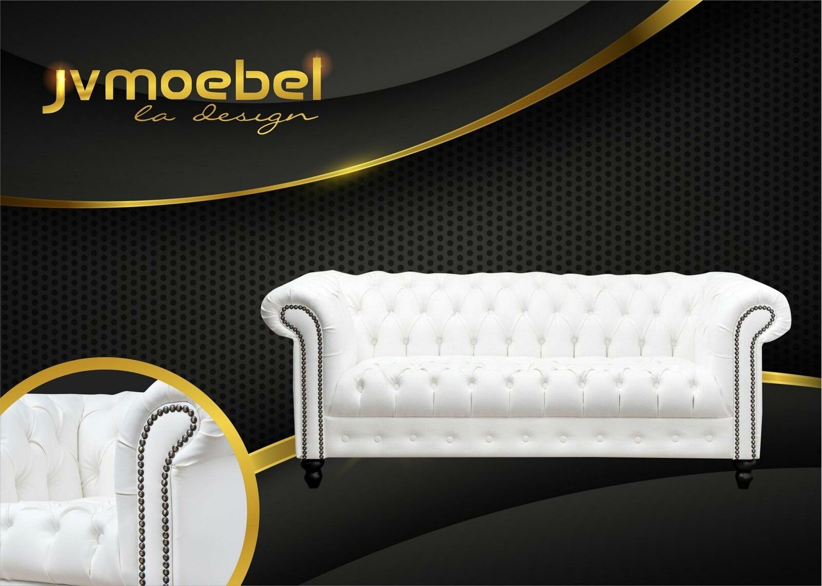 Möbel JVmoebel Polster Dreisitzer Sofa Couch Luxus Sofa, Chesterfield Weiß