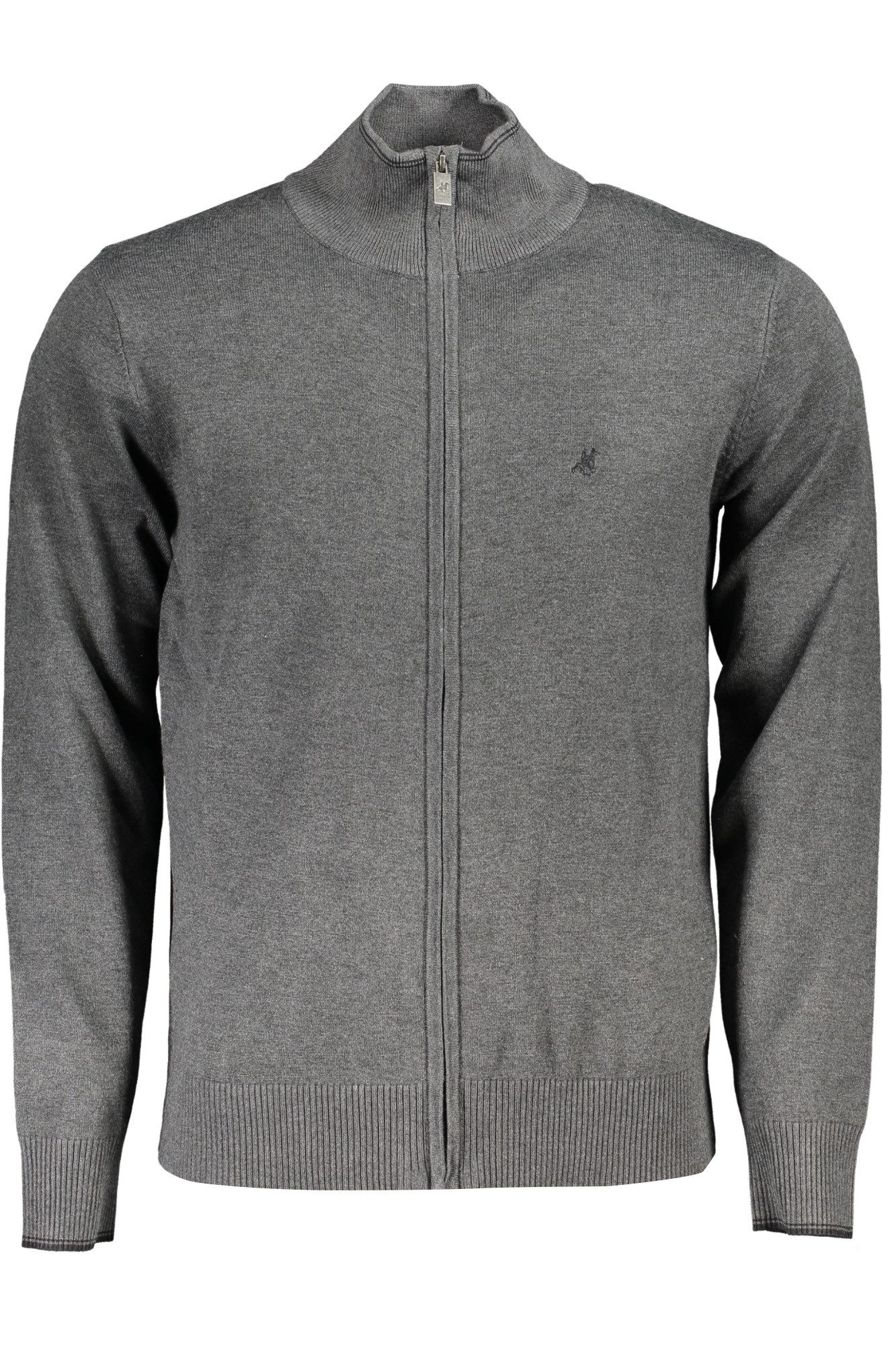 U.S. Polo Strickpullover Herren Strickjacke Grau: Elegante Langarmjacke mit Kontrastdetails