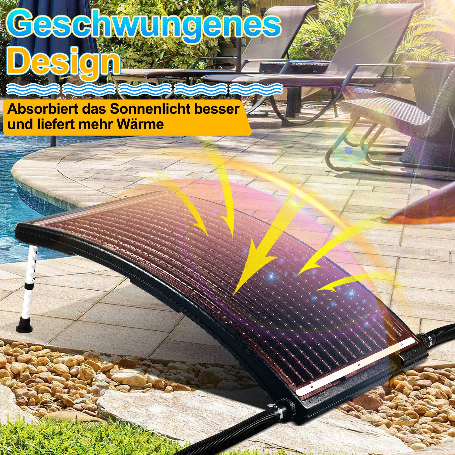 Clanmacy Pool-Wärmepumpe Solar Poolheizung, gebogene Solar-Heizung 15L, Ø38 mm, Poolzubehör 1X (1 tlg)