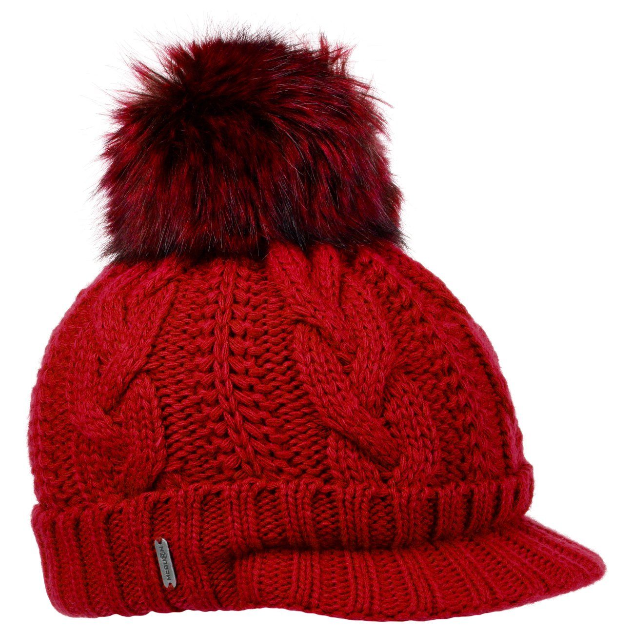 McBurn Bommelmütze (1-St) Beanie mit Schirm, Made in Italy rot