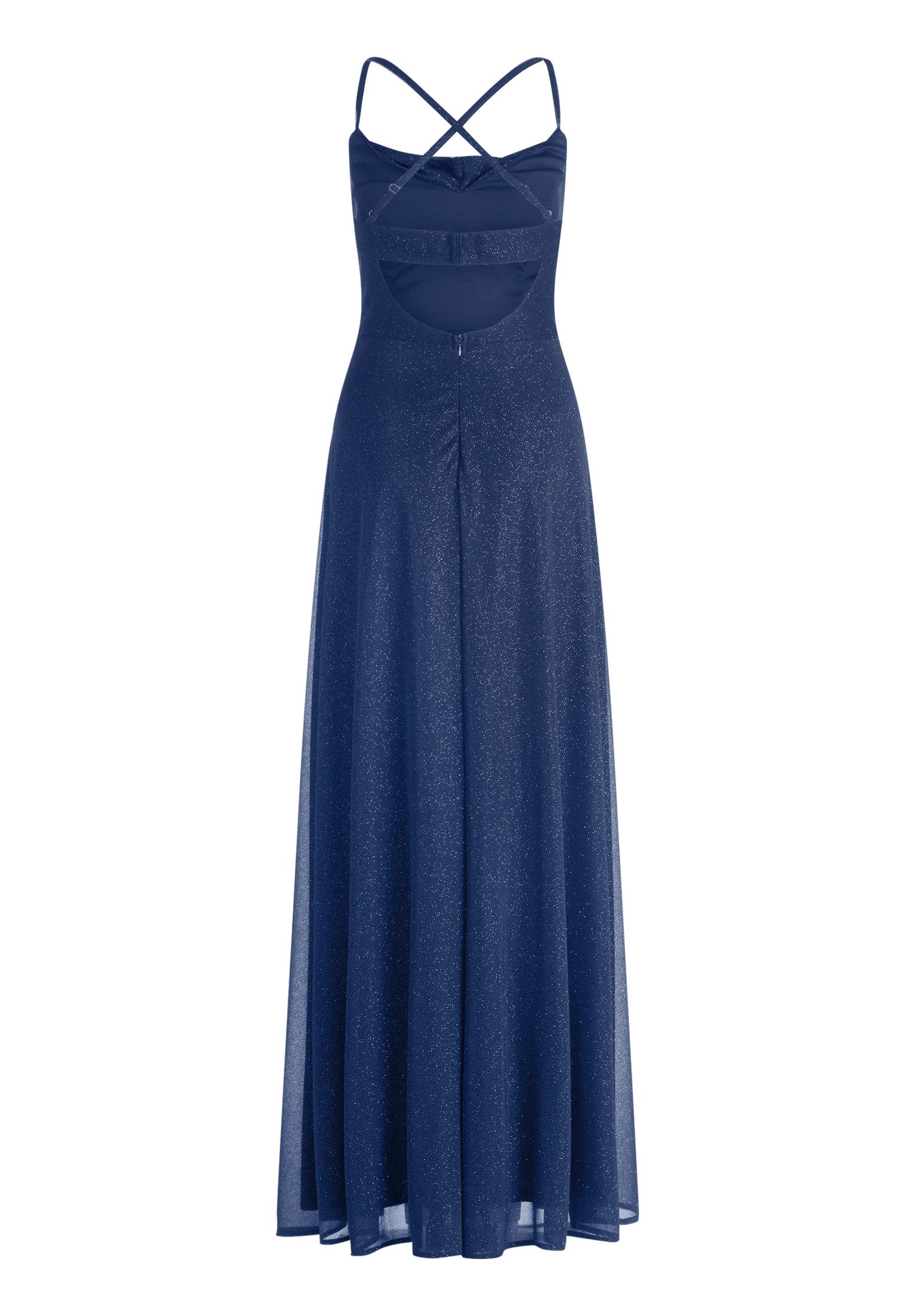 Vera Mont Abendkleid Damen mit Wasserfallausschnitt Glitzer