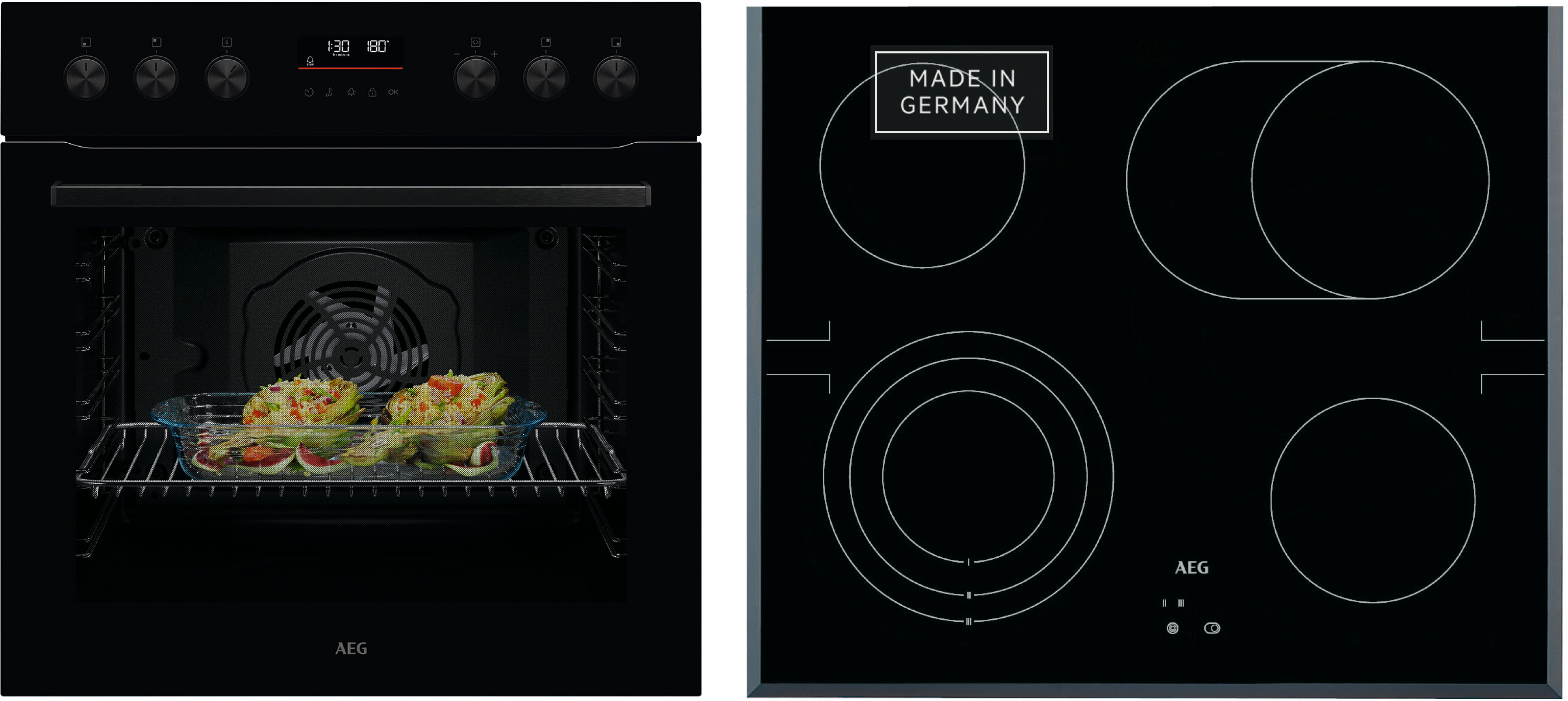 AEG Elektro-Herd-Set Serie 5000 OO20HSPB, Pyrolyse-Selbstreinigung, Multilevel Cooking