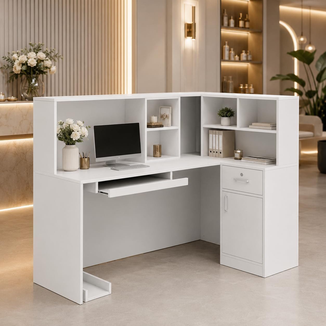 FUFU&GAGA Empfangstheke 140cm modern, Tresen für Büro, Salon & Praxis