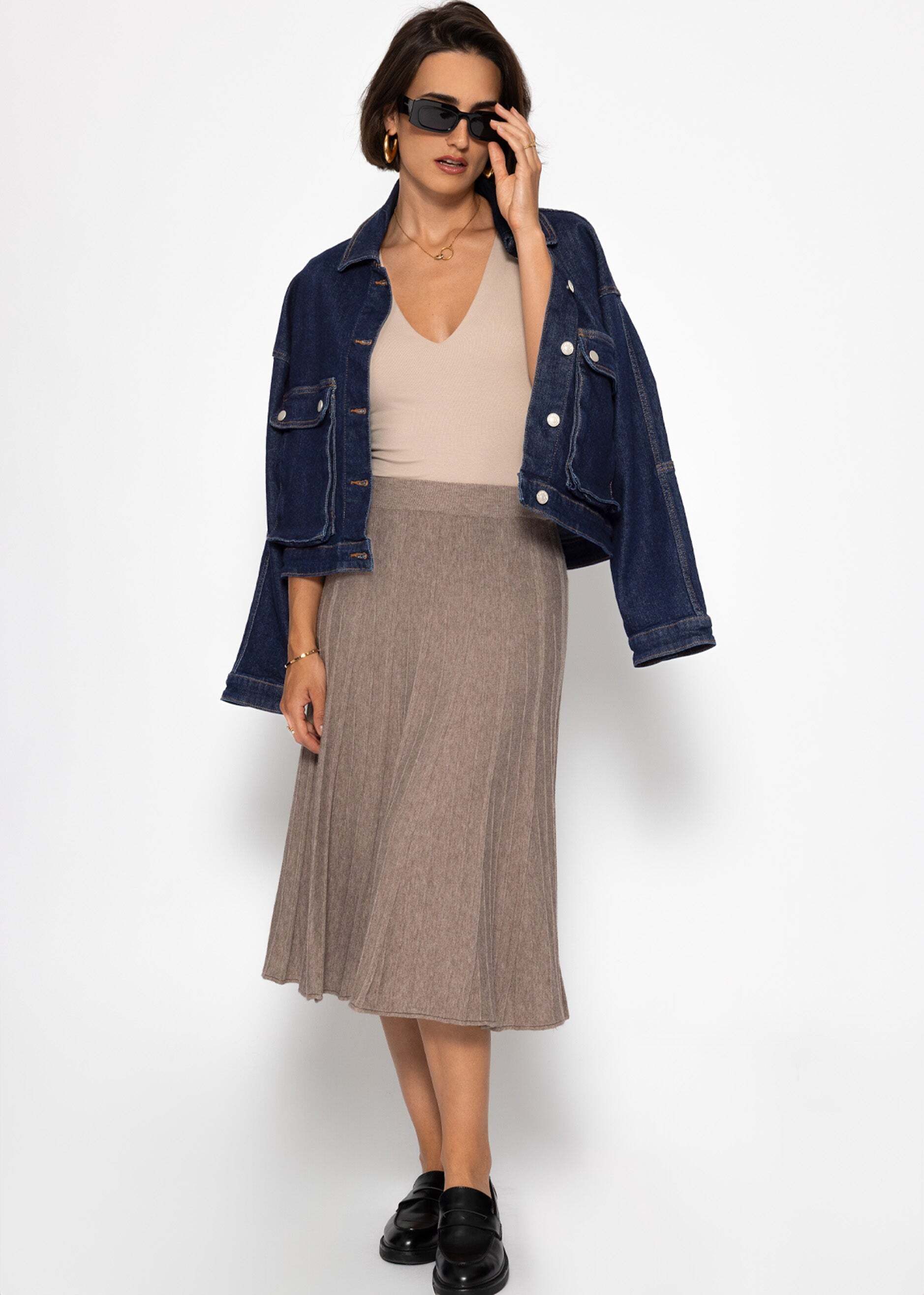 SASSYCLASSY Midirock Plissierter Strickrock für Damen günstig online kaufen