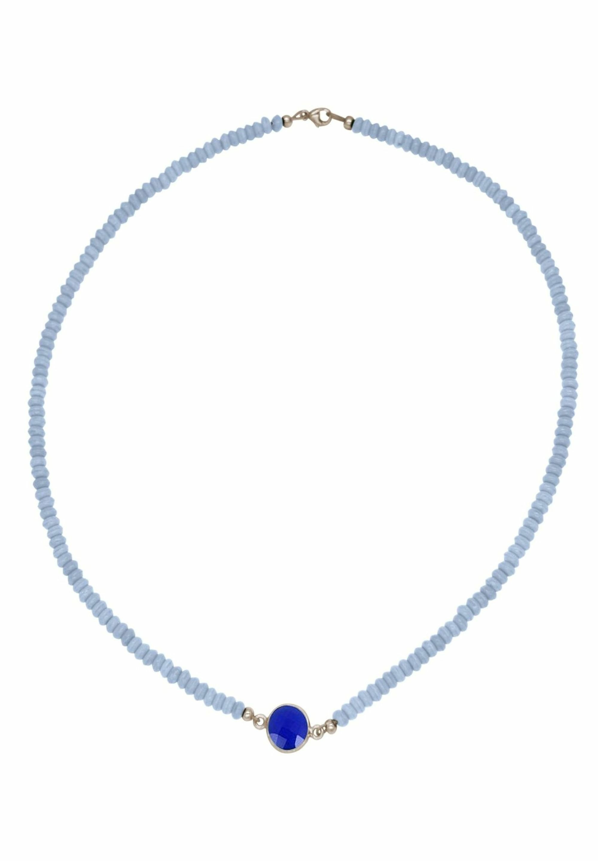 Kette ohne Anhänger Aquamarin und Saphir