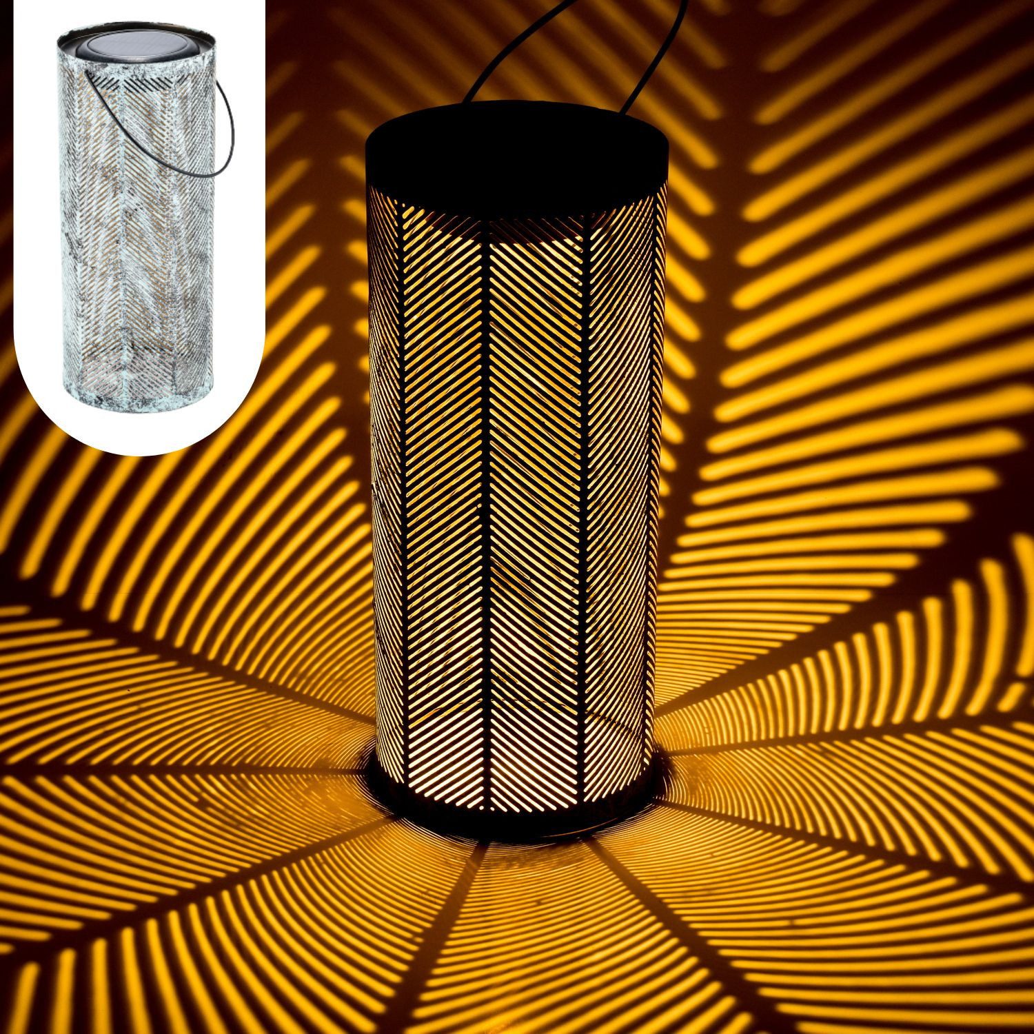Marrakesch Orient & Mediterran Interior LED Solarleuchte Skandinavische Solarlaterne Solar Lampe Deko Balkon Garten Bamba Grün, LED fest integriert