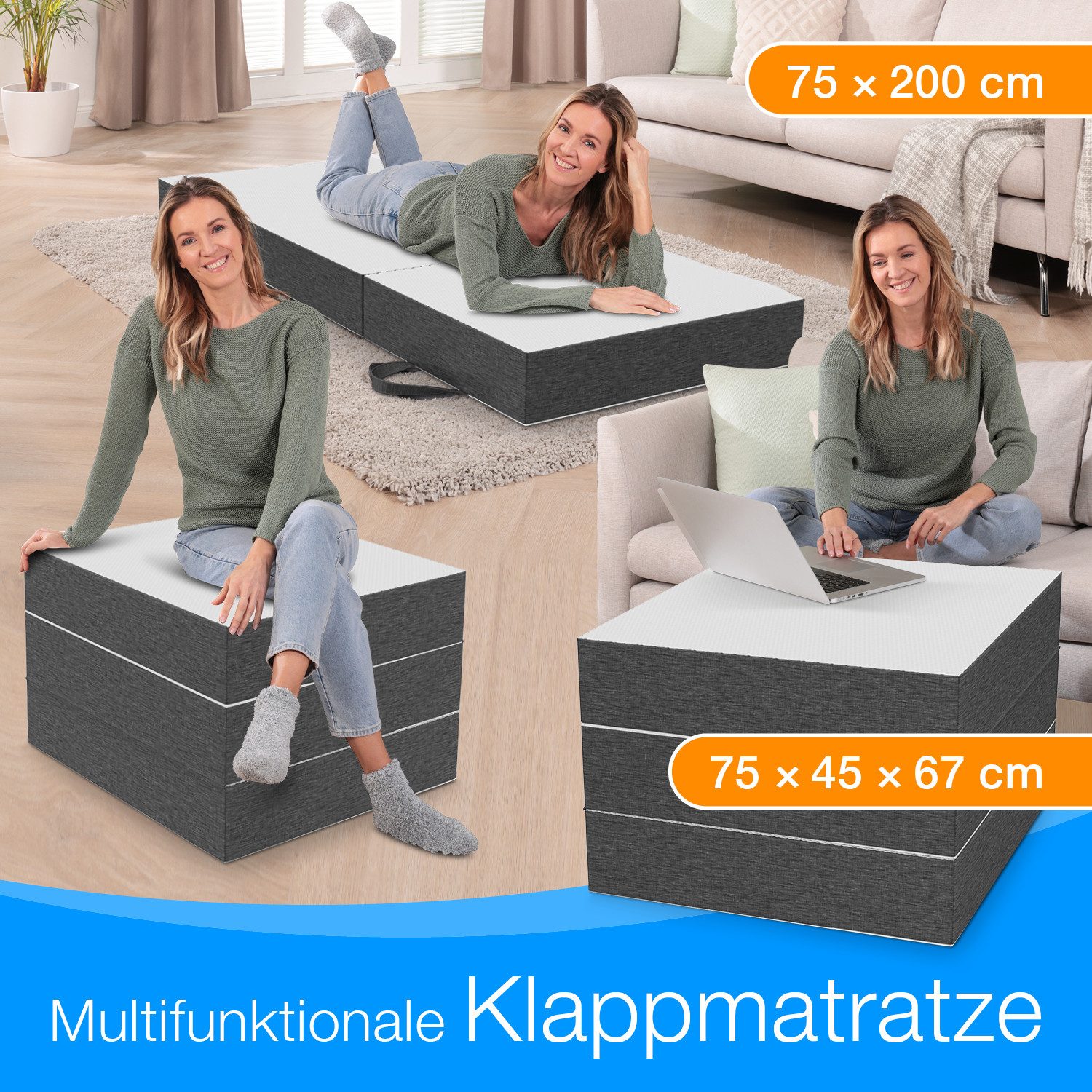 Klappmatratze 11 cm Kaltschaum, 4 cm Visko-Mineralschaum, ELONEO, 15 cm hoc günstig online kaufen