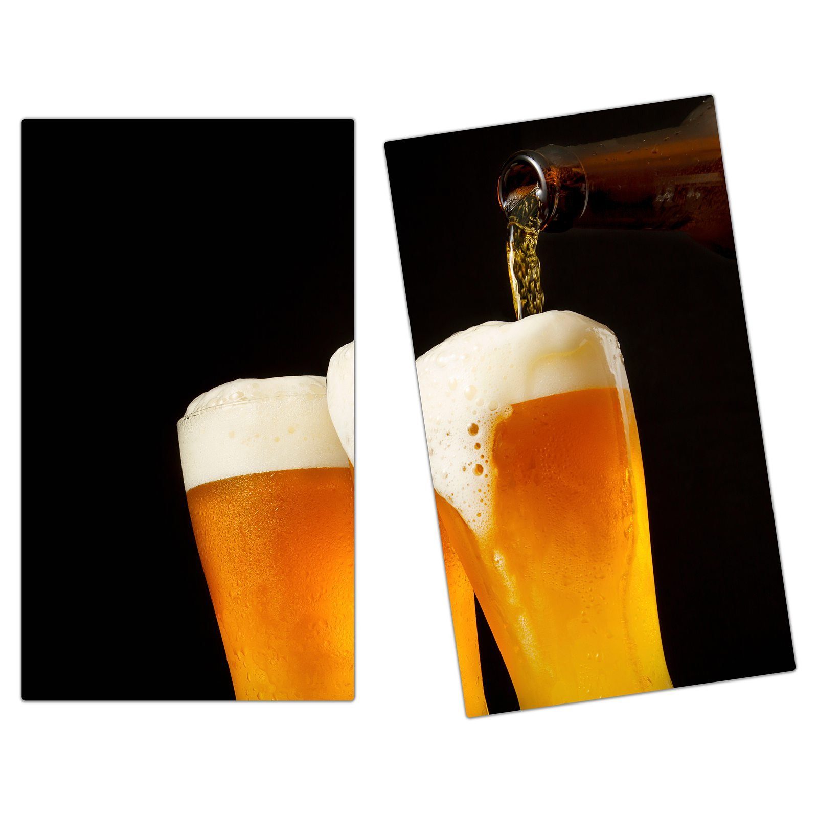 Herd-Abdeckplatte wird Primedeco (2 tlg) Bier Glas, eingeschenkt, Herdabdeckplatte Glas Spritzschutz aus