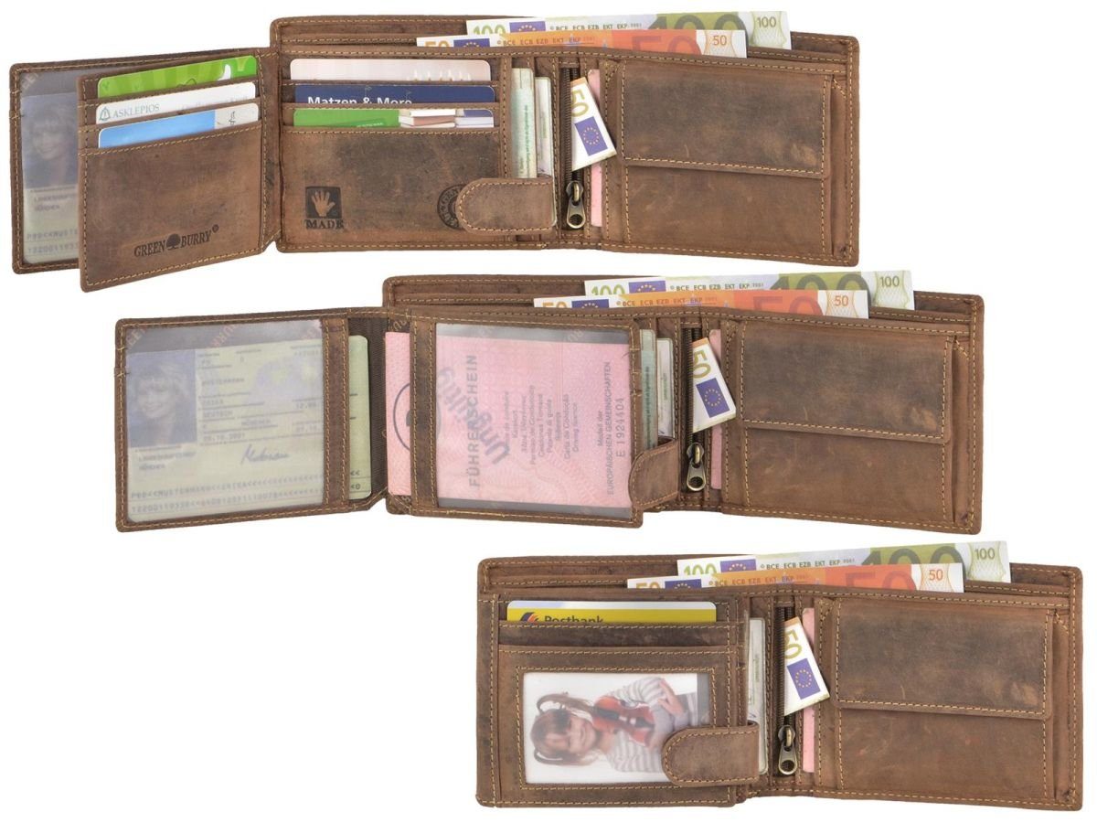 mit Portemonnaie, Schutz Vintage, Lederbörse, Greenburry Herrenbörse RFID Geldbörse