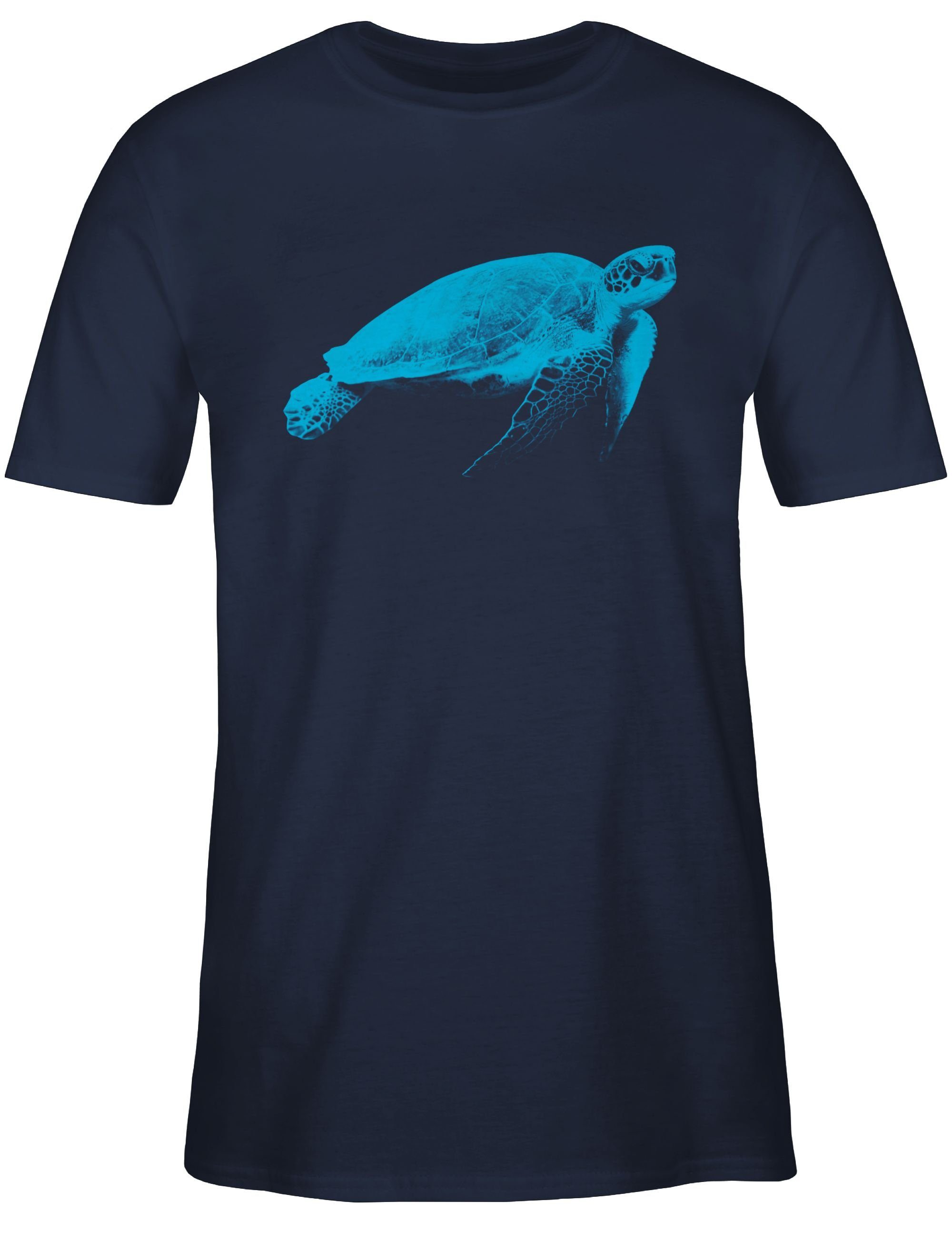 01 Tiere Shirtracer T-Shirt Zubehör Wasserschildkröte Navy Blau