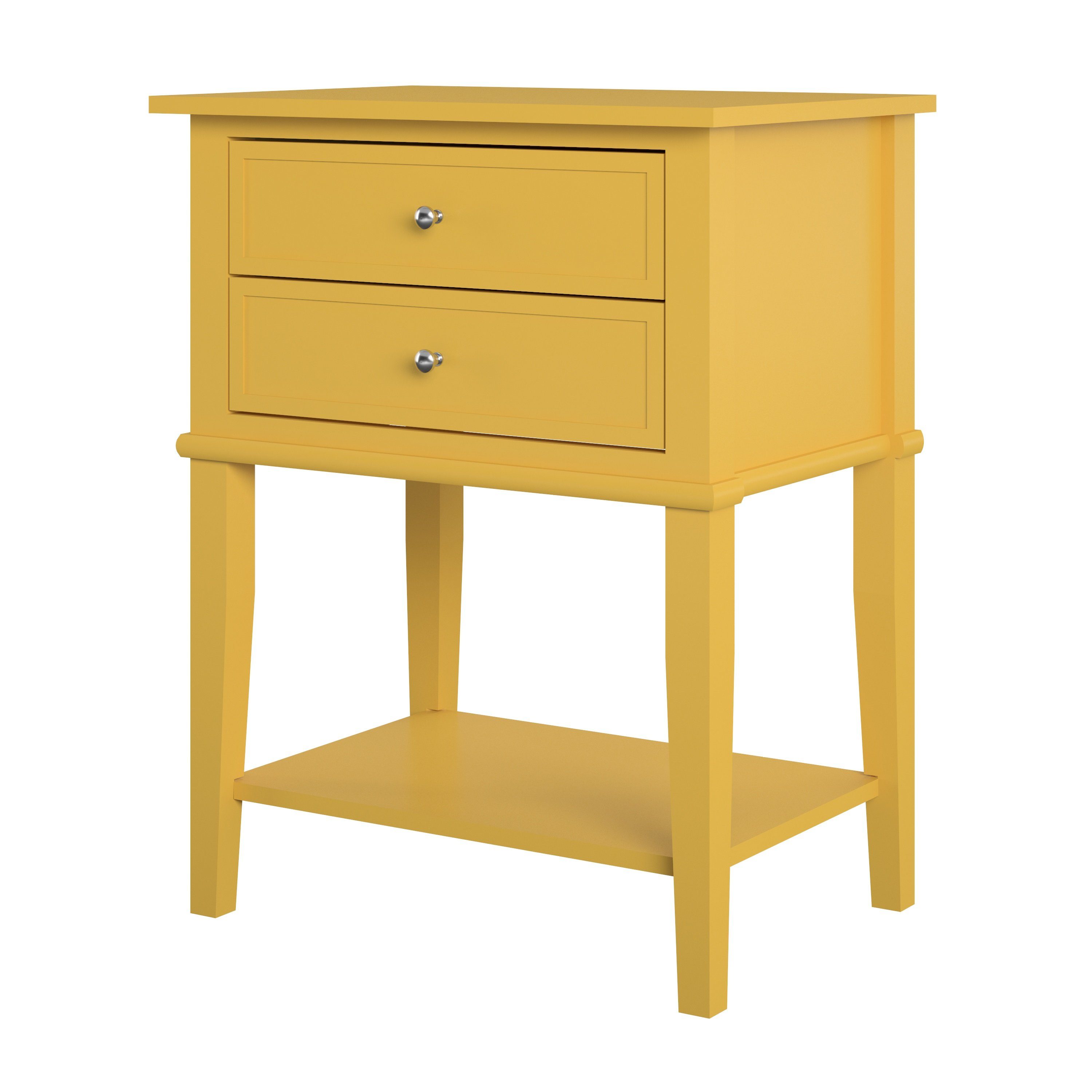 Nachttisch, 56 Breite Beistelltisch, gelb Franklin Beistellschrank loft24 cm Schubladen, 2