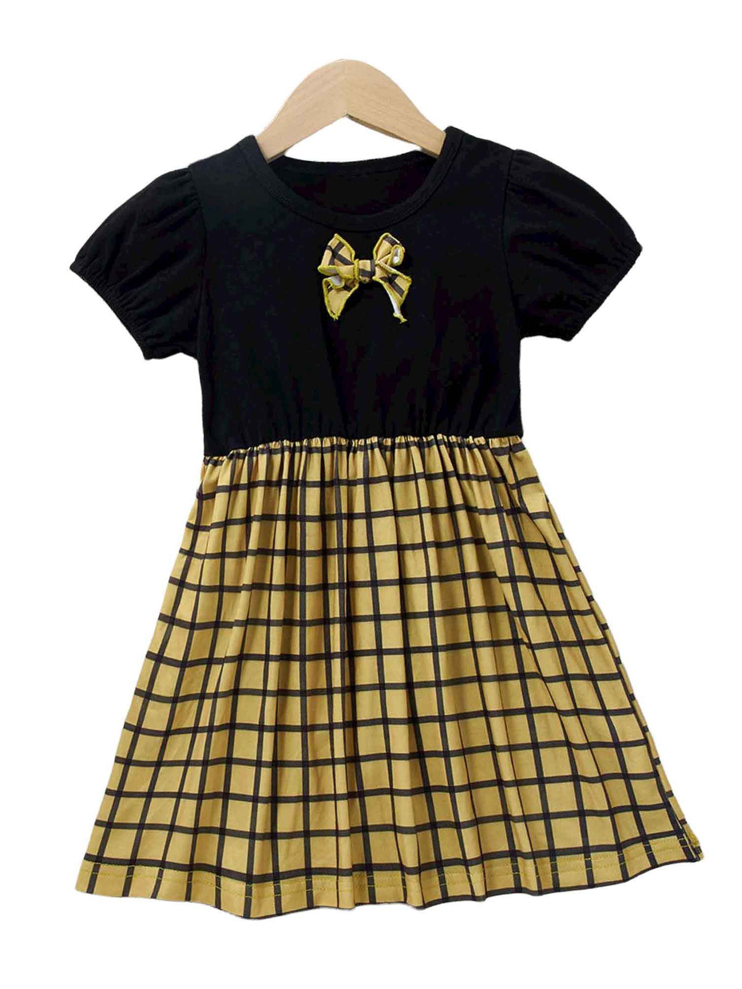 Kinder Mädchen (Gr. 50 - 92) LAPA Sommerkleid LAPA Mädchenkleid, Kariertes Kleid mit kurzen Ärmeln
