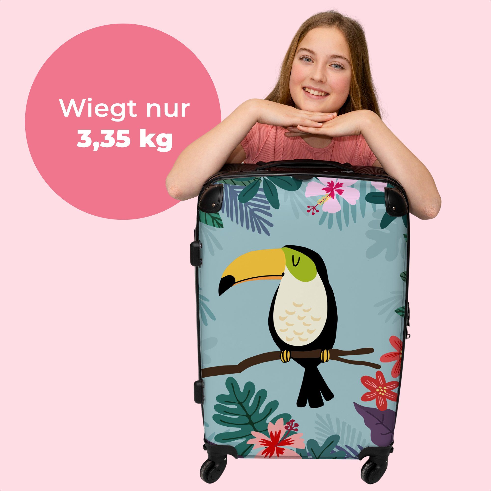 - 67x43x25cm - mit Trolley Tiere Tukan Rollen - Reisekoffer Koffer - NoBoringSuitcases.com© Kinder Große Pflanzen 4 4 Rollen, Aufgabegepäck - Kinder, Rollkoffer