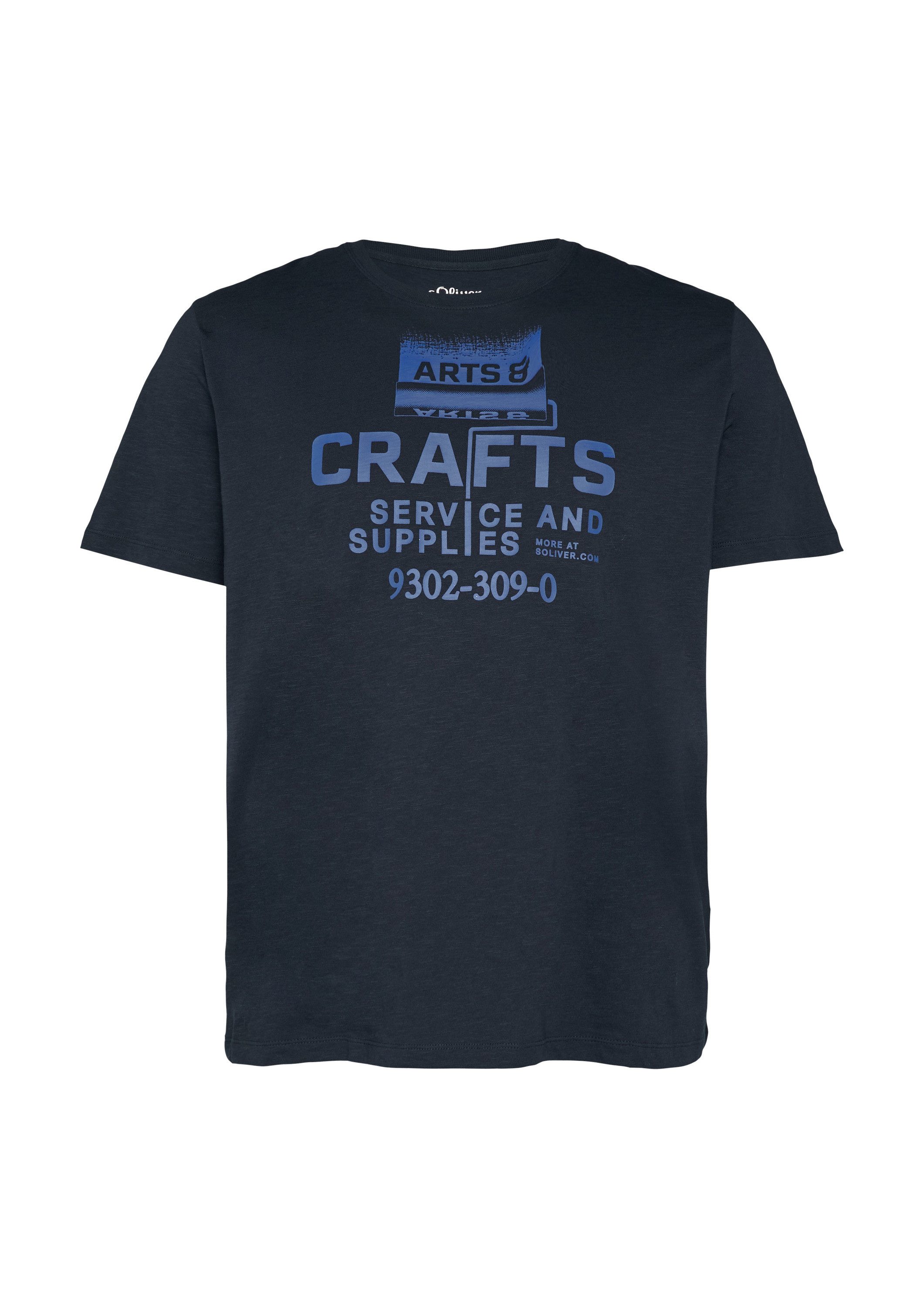 s.Oliver Kurzarmshirt T-Shirt Baumwoll-T-Shirt mit Frontprint und Flammgarn günstig online kaufen