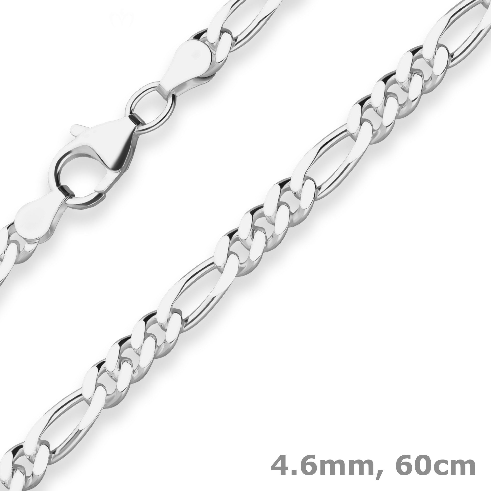 Silberkette 4,6mm Figarokette diamantiert aus 925 Silber 60cm