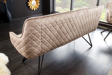 riess-ambiente Sitzbank EUPHORIA 156cm champagner greige / schwarz (Einzelartikel, 1-St), Wohnzimmer · Samt · Metall · Flur · Küche · Esszimmer · Retro Design