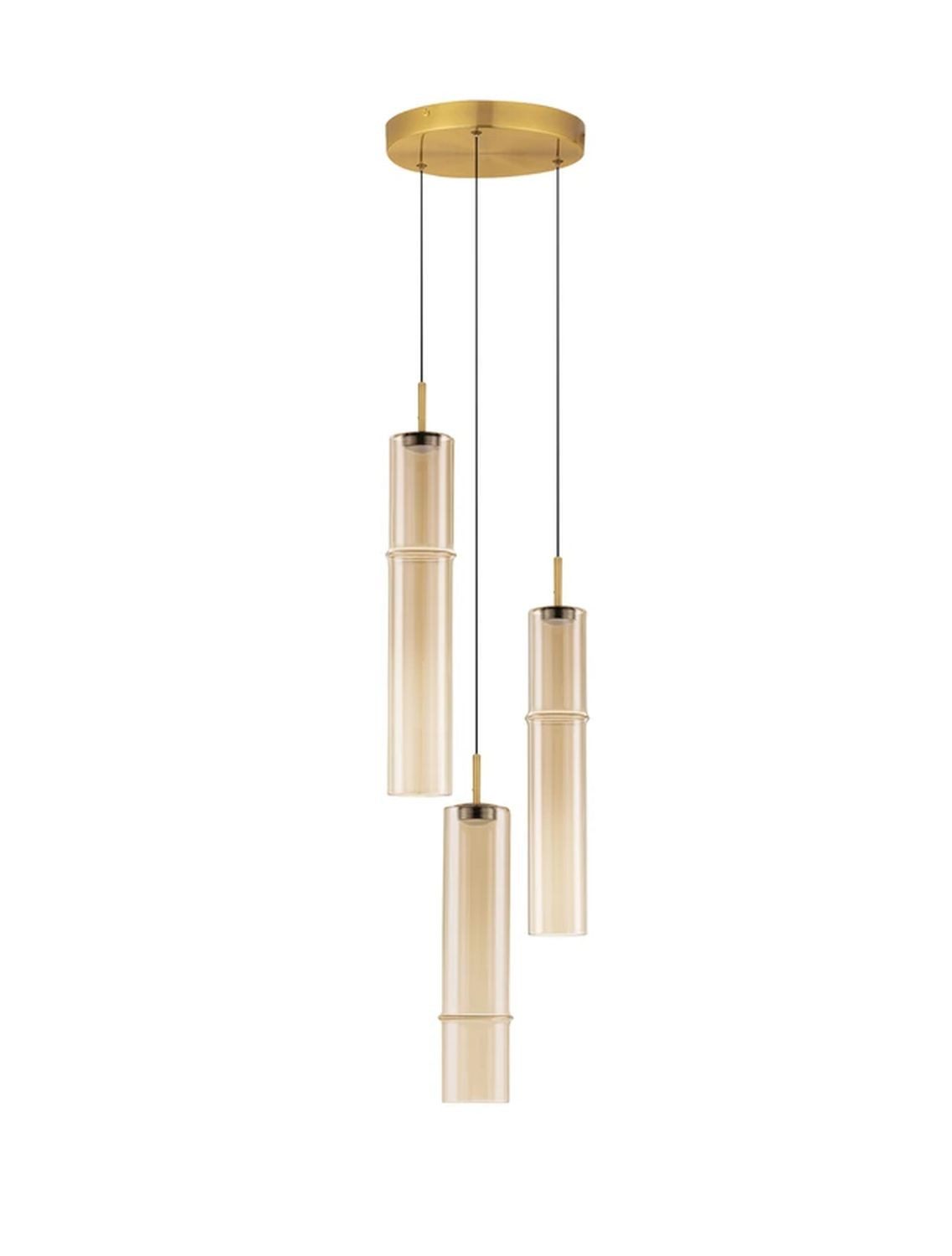 Licht-Erlebnisse Pendelleuchte RALEIGH, LED fest integriert, Warmweiß, LED Hängeleuchte in Gold Cognac 3 flammig 29 cm breit warmweiß 3000 K
