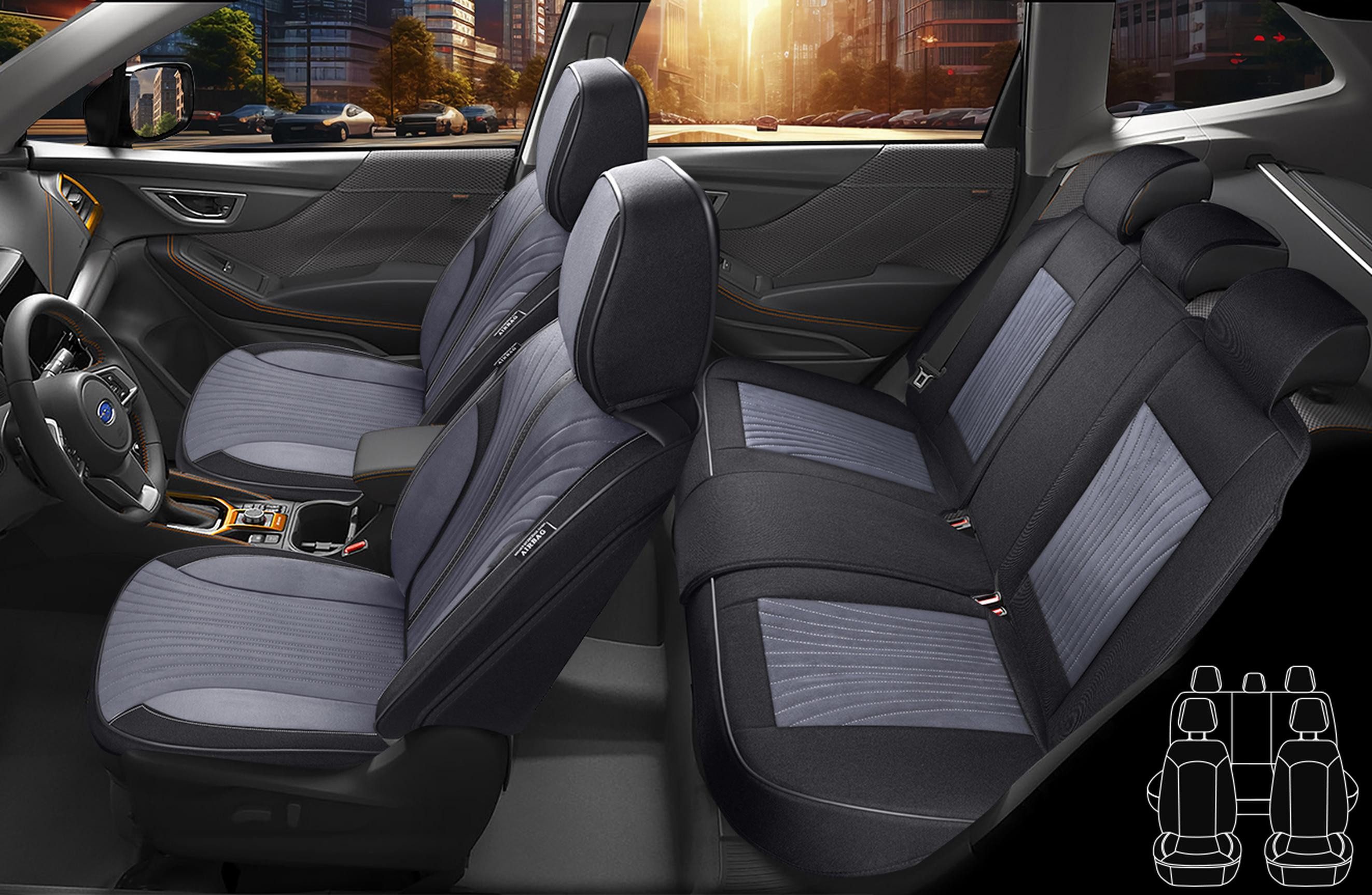 BREMER SITZBEZÜGE Autositzbezug für Kia e-Soul Soul III Bj ab 2019 (FV1), Set, Komplettset Vorne und Hinten, in Schwarz/Grau