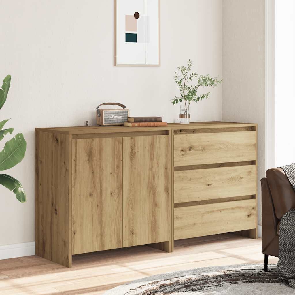 vidaXL Sideboard 2-tlg. Sideboard Artisan-Eiche Holzwerkstoff (2 St) günstig online kaufen