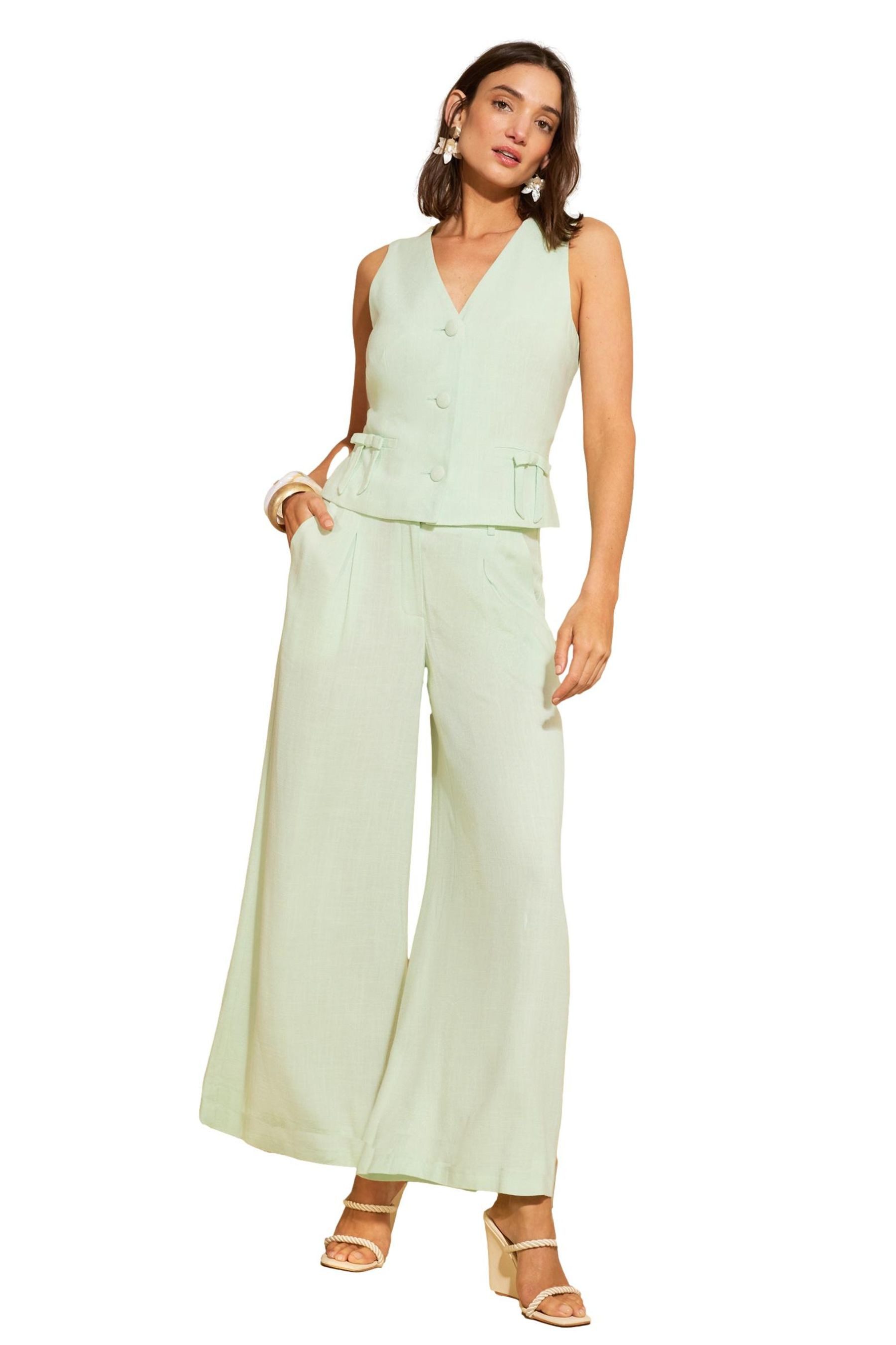 Palazzohose Love & Roses Leinenhose mit weitem Bein, Kurzgröße