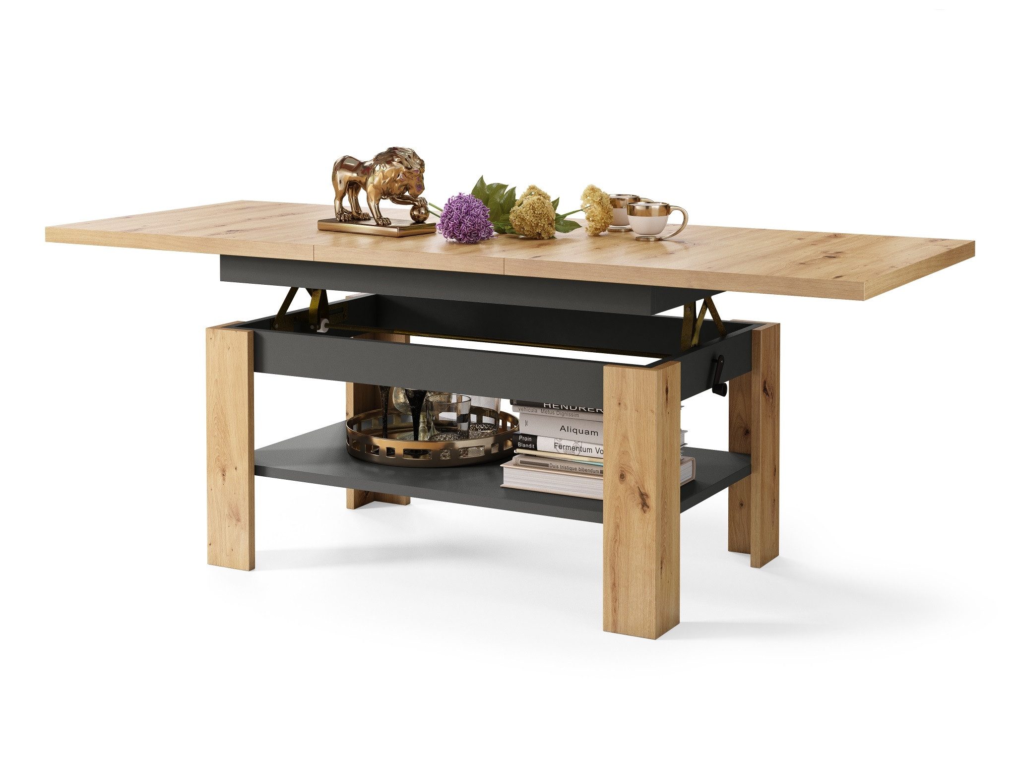 designimpex Couchtisch Design Rio stufenlos höhenverstellbar 55 - 67cm ausziehbar 130 - 170cm