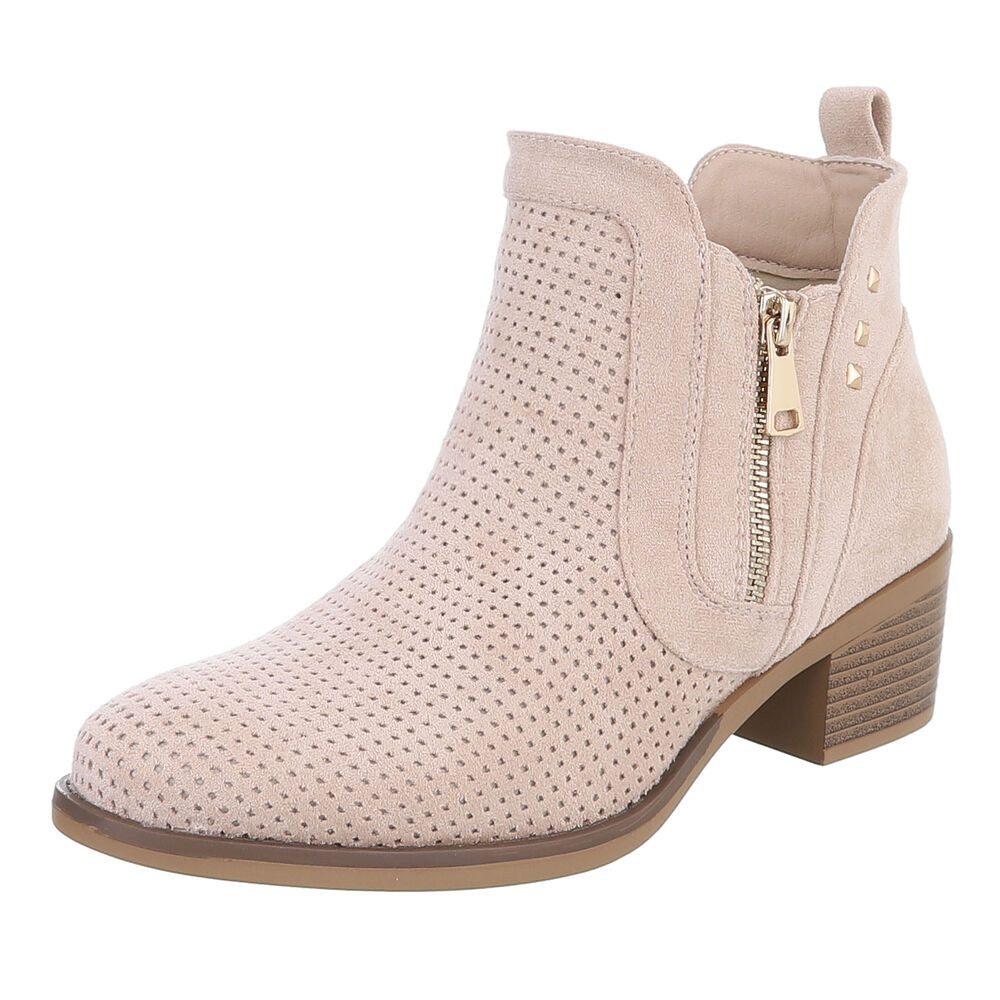 Ital-Design Modische Stiefelette mit Reißverschluss und Perforation Sommerb günstig online kaufen