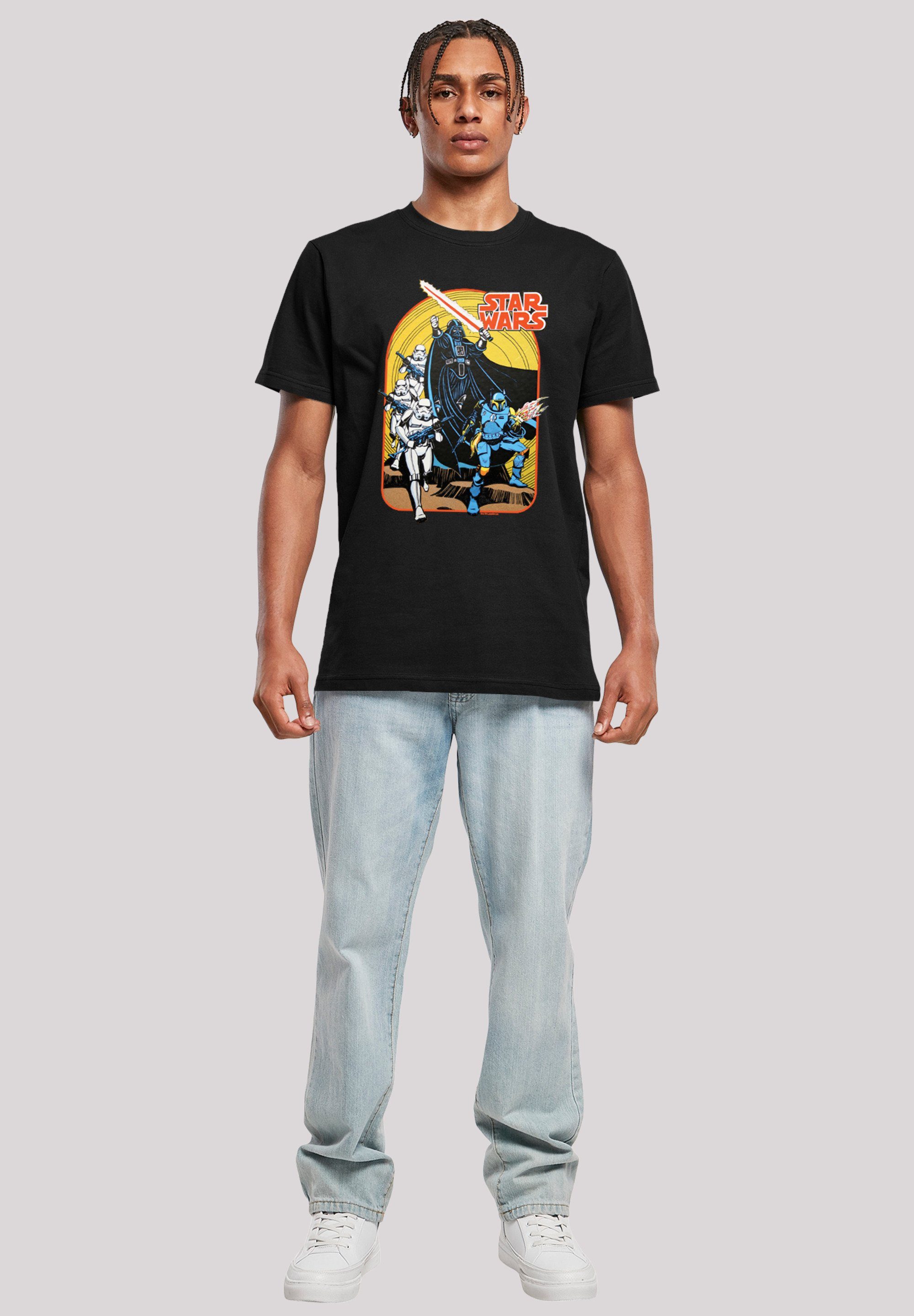 Round Herren Wars Neck T-Shirt (1-tlg) Vintage F4NT4STIC Comic Scene Star with Kurzarmshirt