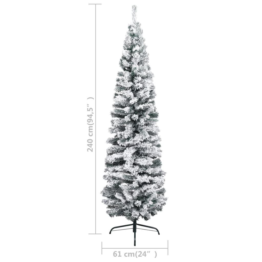 furnicato Künstlicher PVC 240 cm Schnee mit Schlank Weihnachtsbaum Grün