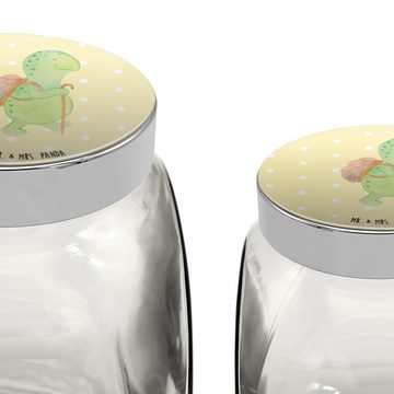 Mr. & Mrs. Panda Vorratsglas L 870ml Schildkröte Wanderer - Gelb Pastell - Geschenk, Motivation, N, Premium Glas, (1-tlg), Vielseitig einsetzbar