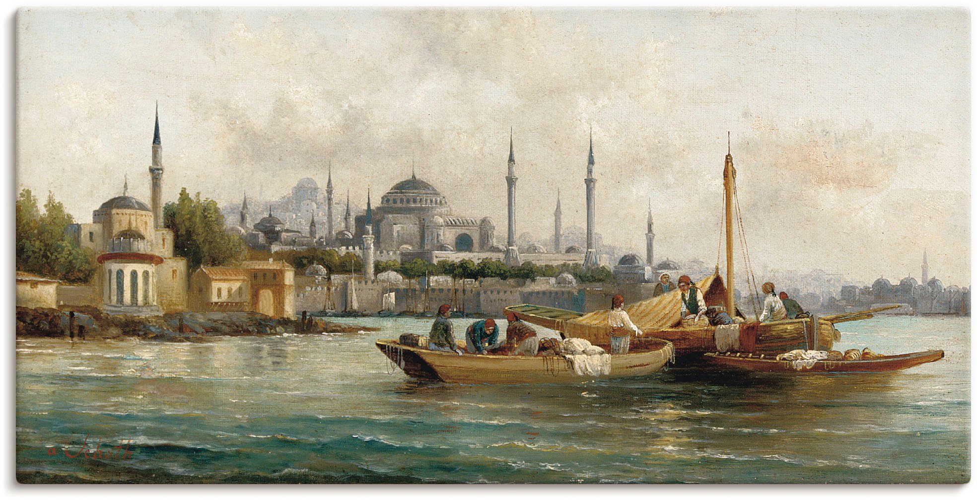 Artland Wandbild Handelsschiffe vor Hagia Sophia, Boote & Schiffe (1 St), als Leinwandbild, Poster, Wandaufkleber in verschied. Größen