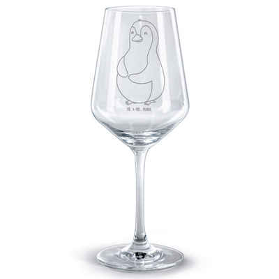 Mr. & Mrs. Panda Rotweinglas Pinguin Diät - Transparent - Geschenk, Hochwertige Weinaccessoires, W, Premium Glas, Stilvolle Gravur