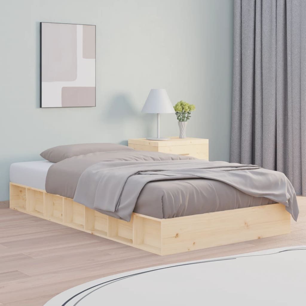 furnicato Bettgestell Massivholz 192,5x108x21 cm in Naturholzfarbe für 90x190 c (1-tlg)