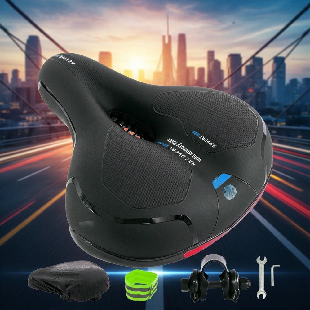 Mucola Fahrradsattel Fahrradsattel Ergonomischer Gel Memory-Schaum Citybike Mountainbike (Stück, mit Sattelbezug), Atmungsaktiv
