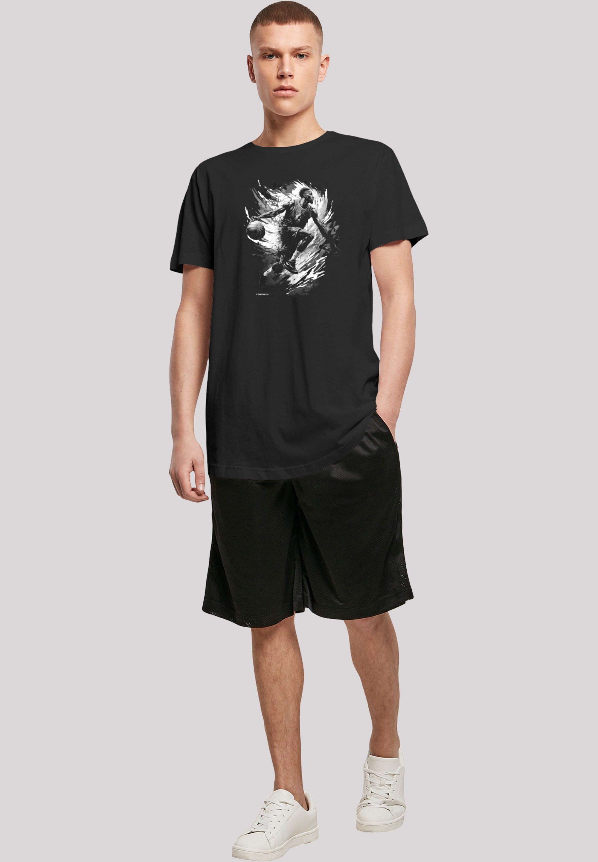 F4NT4STIC T-Shirt Basketball Print LONG schwarz Sport Splash