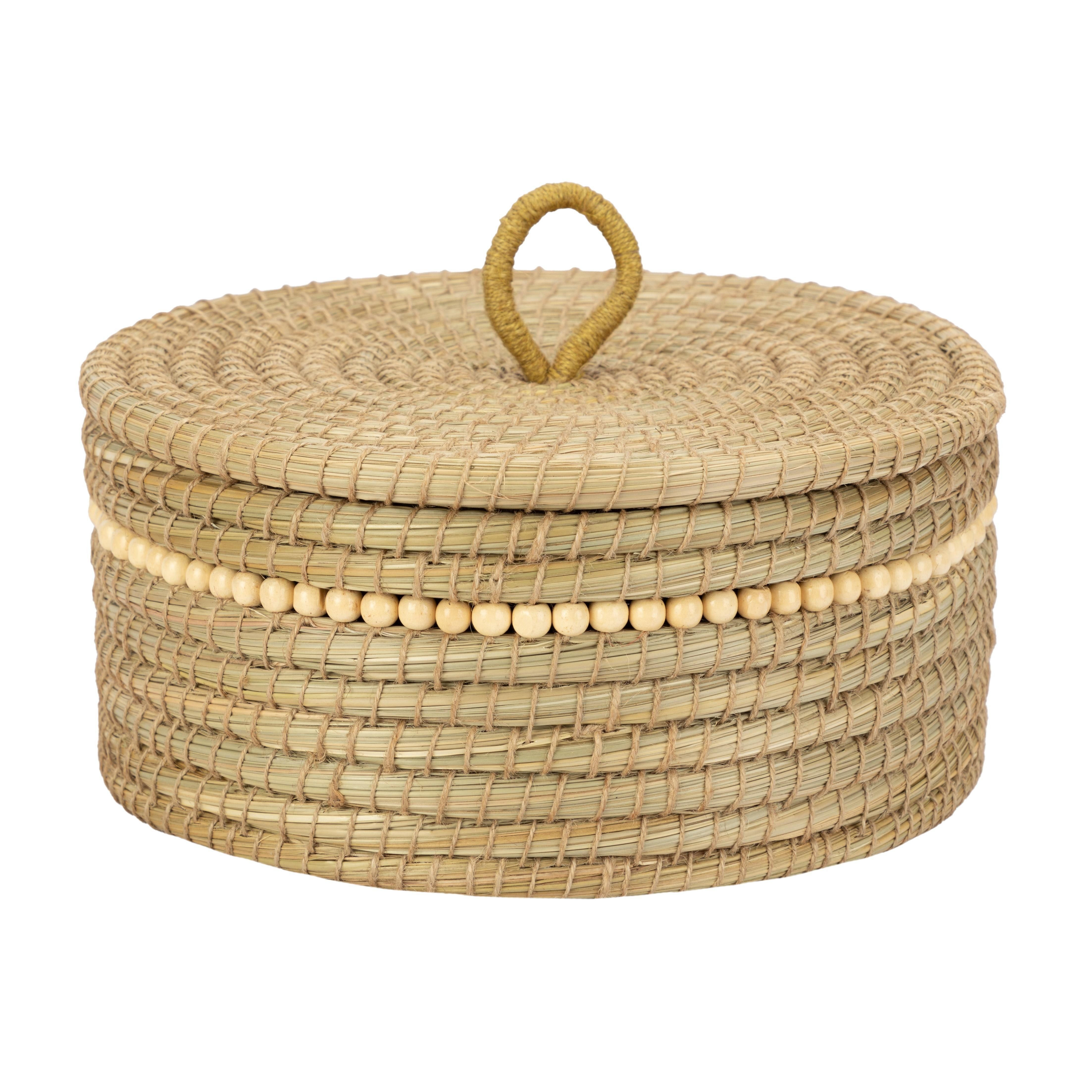 El Puente Aufbewahrungskorb Korb mit Deckel "Eleganz", Handmade, Handmade