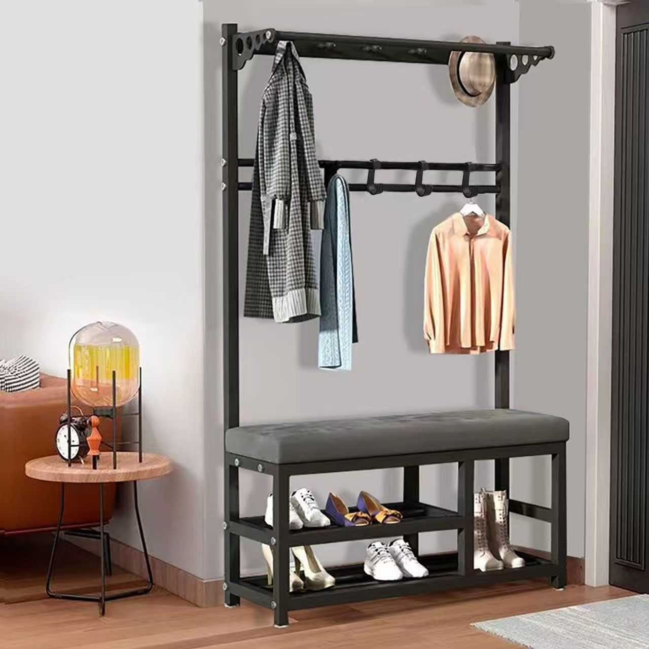 ibettertec Garderobenständer Kleiderständer Garderobe mit Schuhbank, flurga günstig online kaufen