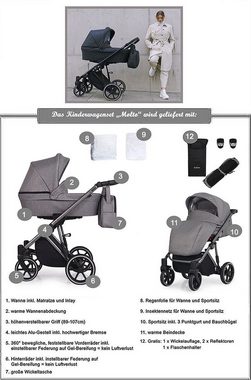 babies-on-wheels Kombi-Kinderwagen Molto 2 in 1 - 12 Teile - von Geburt bis 4 Jahre in 14 Designs